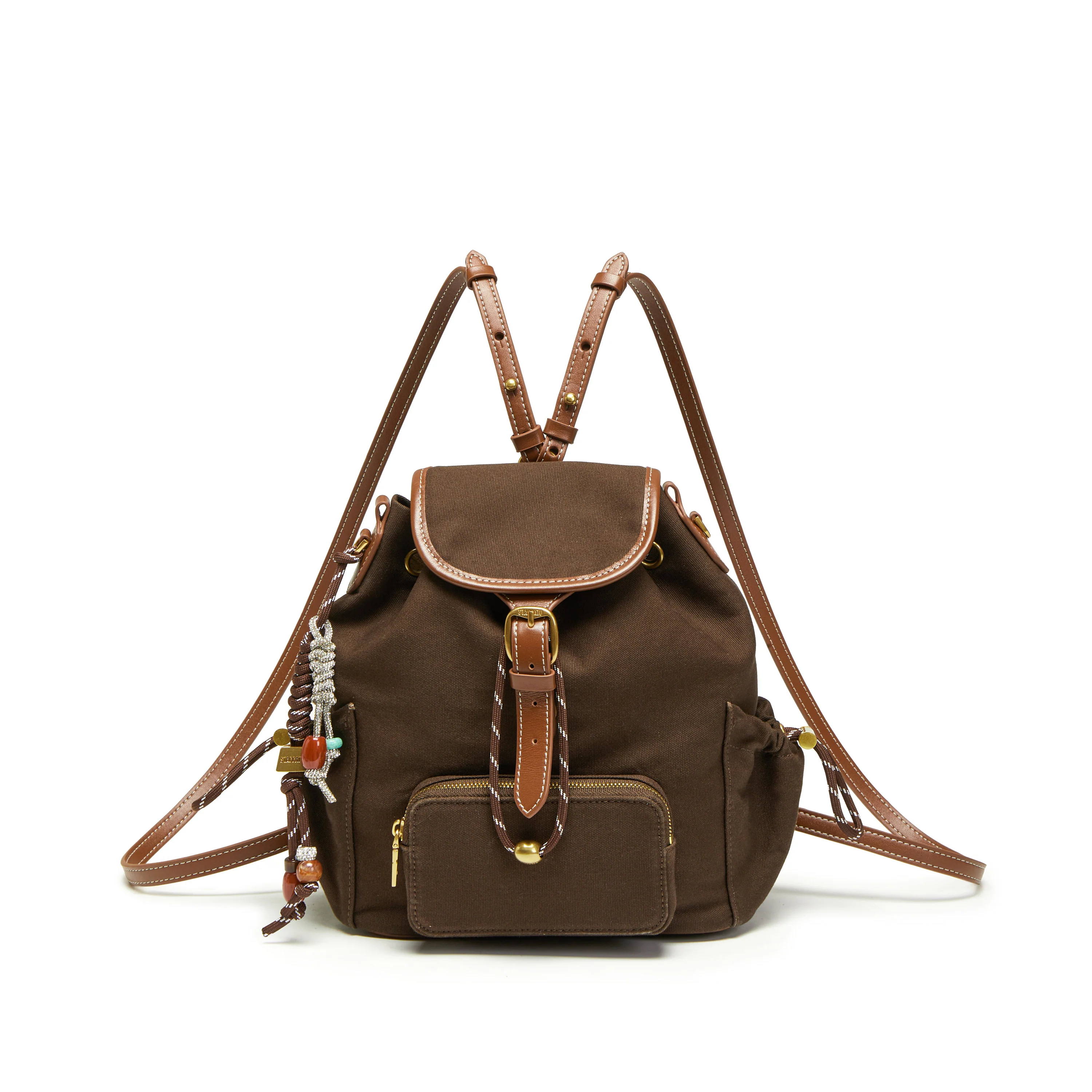 Backpack -  Vintage Backpack with Leather Trim X8389