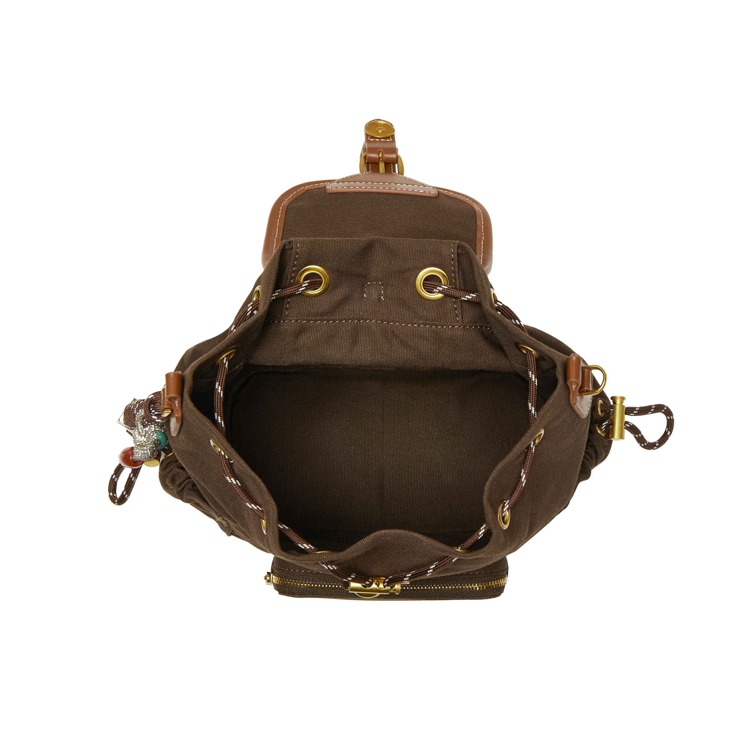Backpack -  Vintage Backpack with Leather Trim X8389 - Image 5