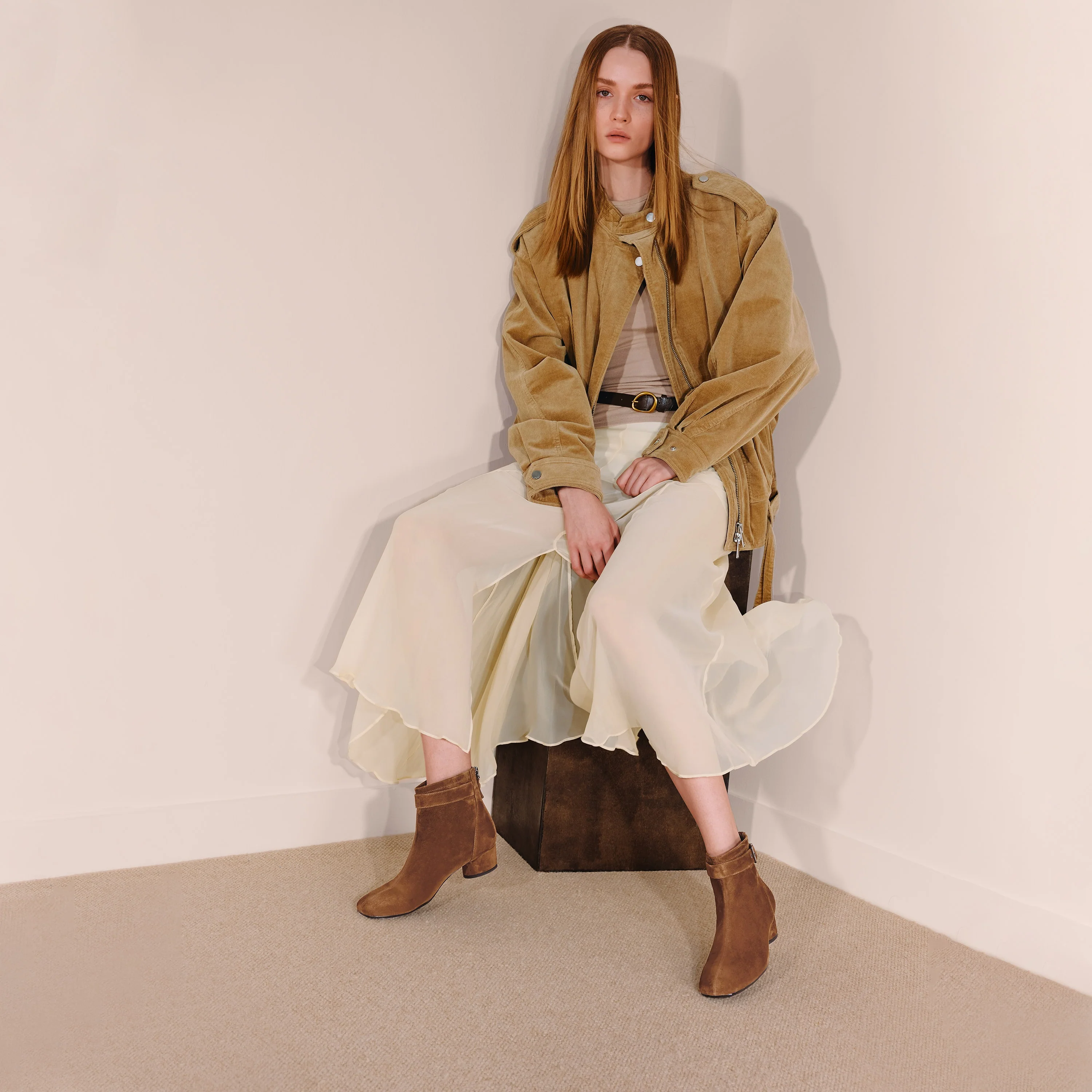 Boots - Suede Ankle Boots with Buckle Strap Y8901