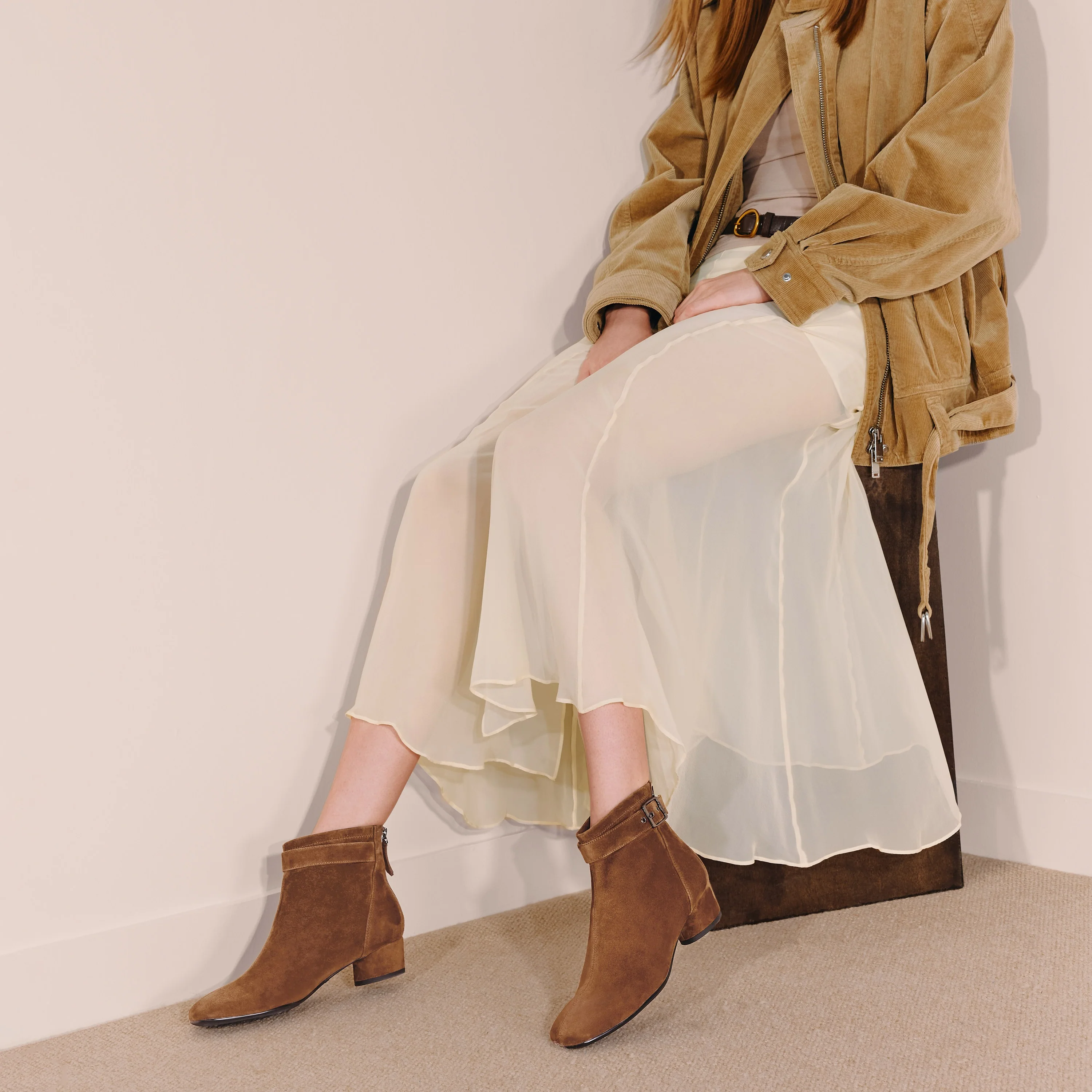 Boots - Suede Ankle Boots with Buckle Strap Y8901 - Image 5