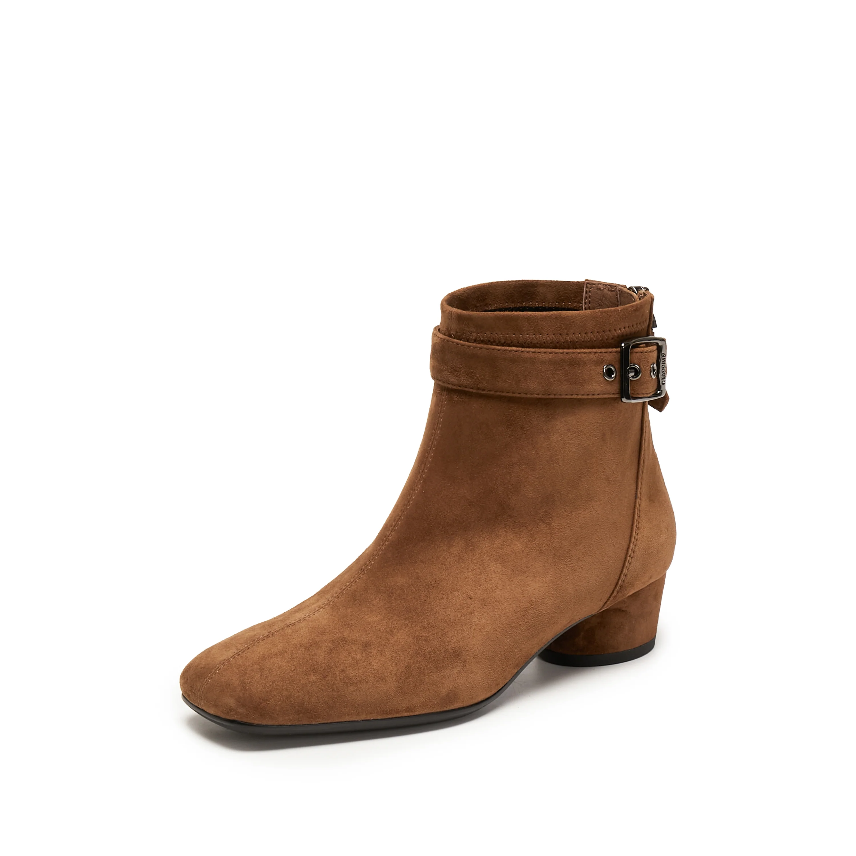 Boots - Suede Ankle Boots with Buckle Strap Y8901 - Image 6