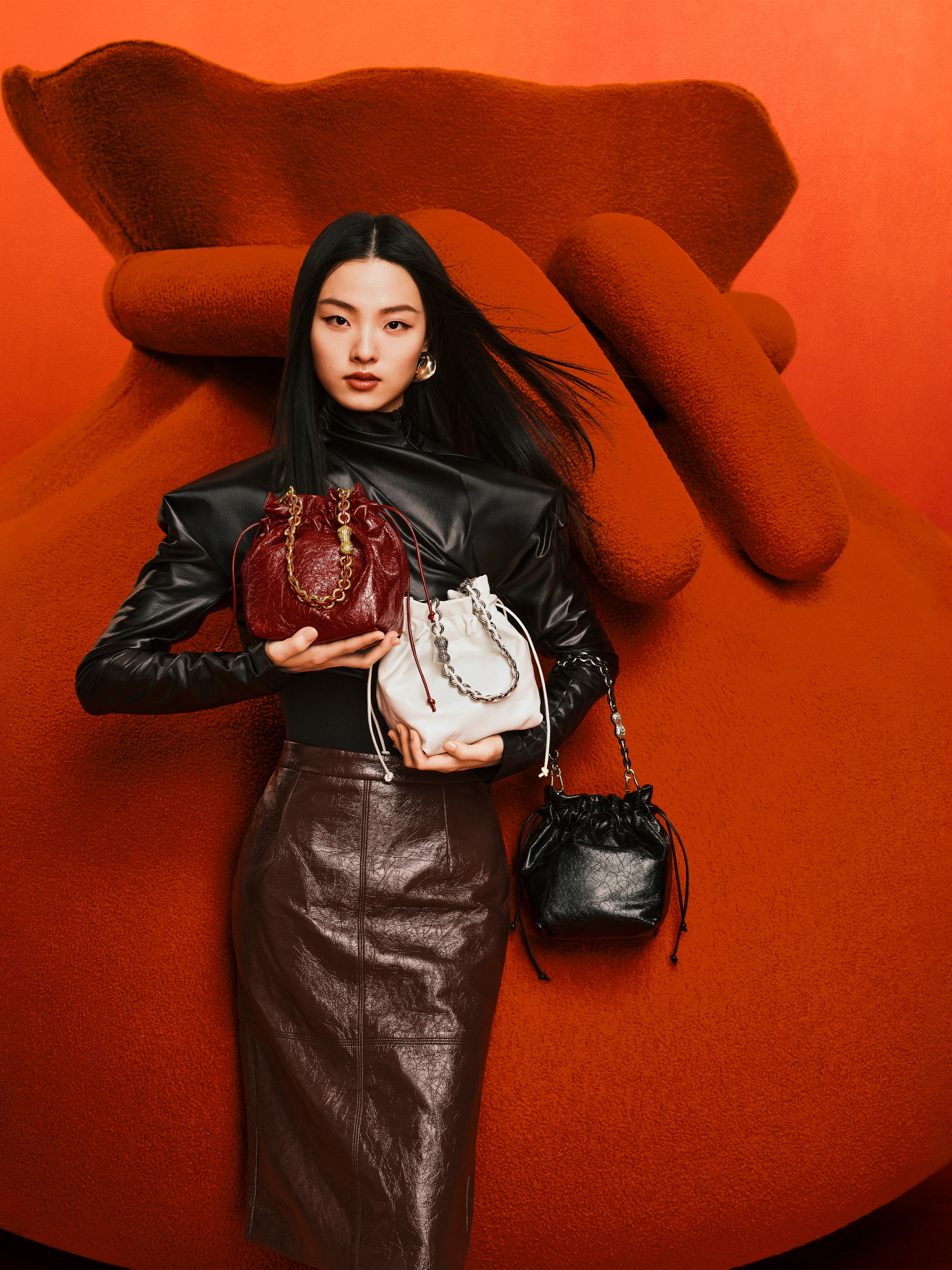 Bucket Bag - Drawstring Shoulder Crossbody Bucket Bag X8161 - Image 4