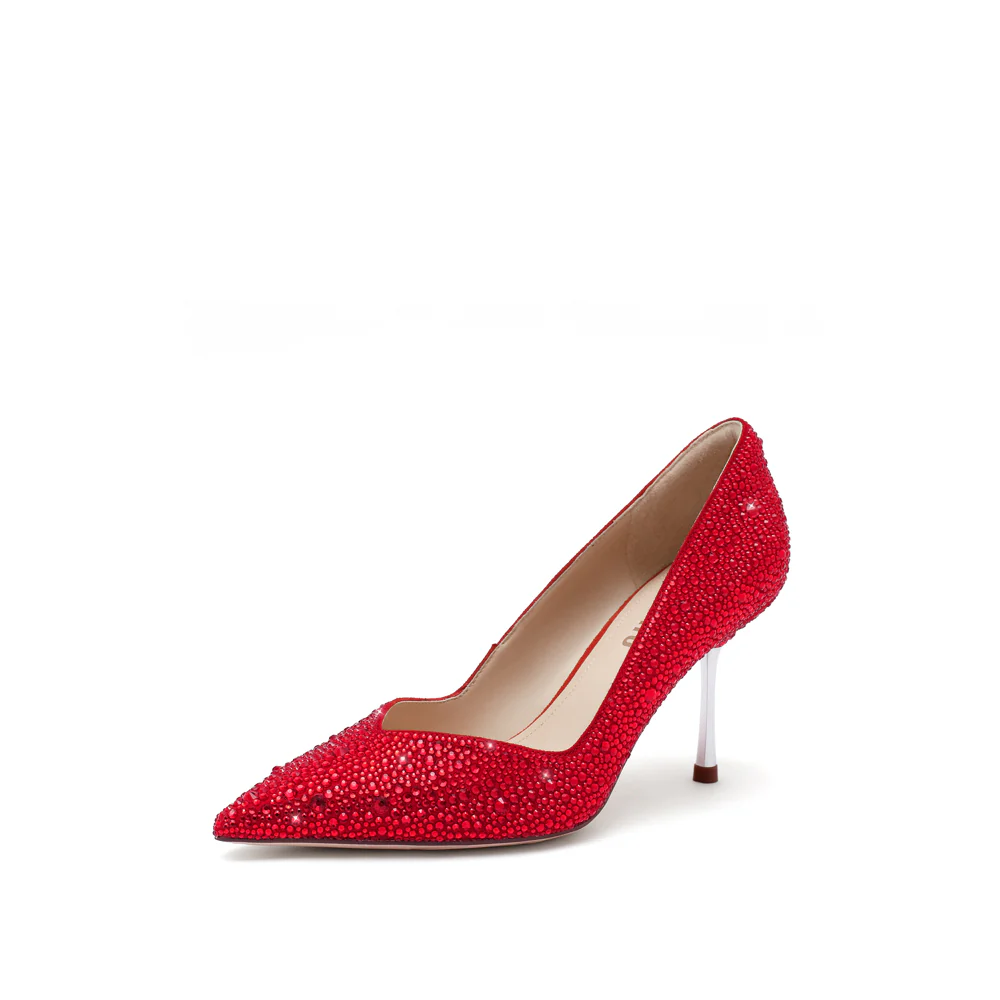 Court Shoes - Crystal Pointed Toe High Heel Pumps ED726 - Image 5