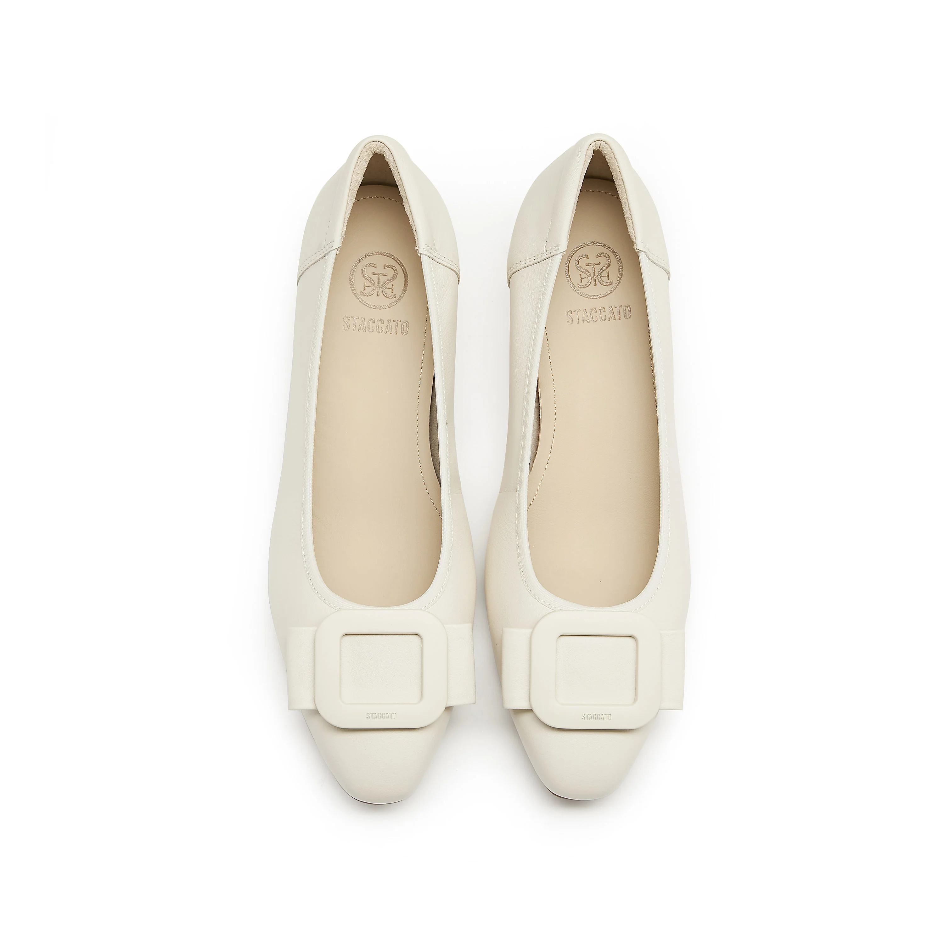 Court Shoes - Leather Bow Buckle Block Heel Mid Pumps EGU03 - Image 2