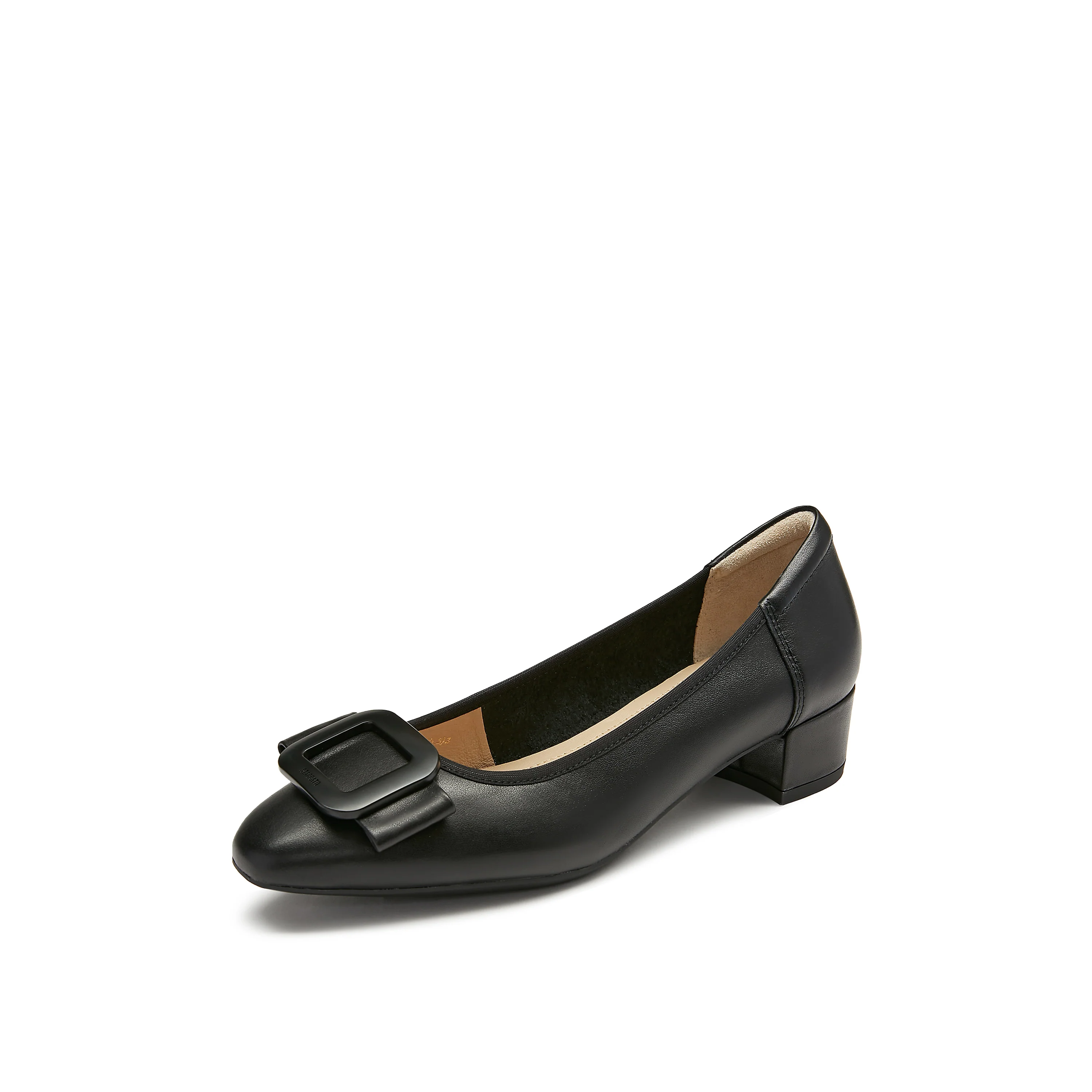 Court Shoes - Leather Bow Buckle Block Heel Mid Pumps EGU03 - Image 8