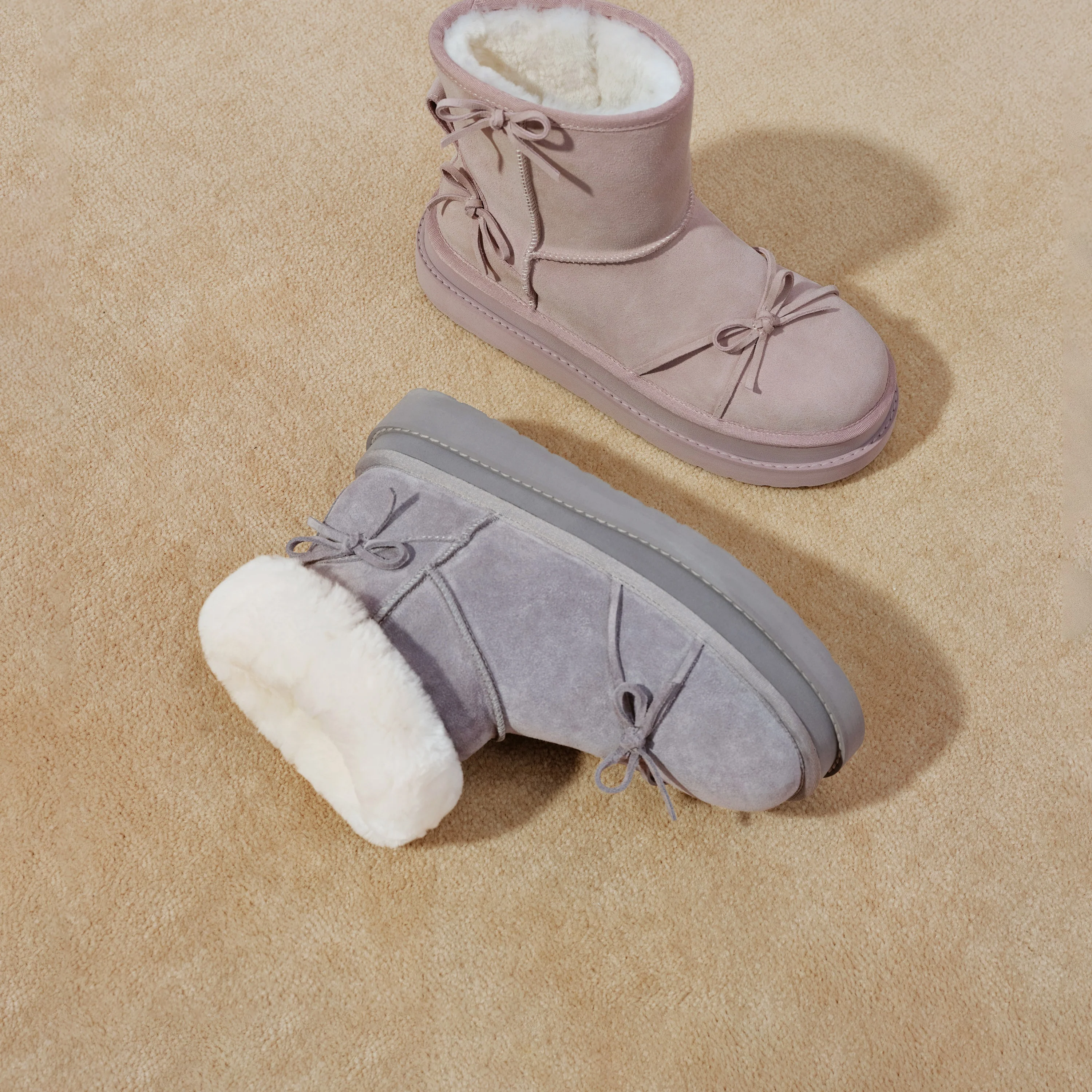 Boots – Cozy Fleece Bow Winter Snow Ankle Boots EIY07 - Image 5
