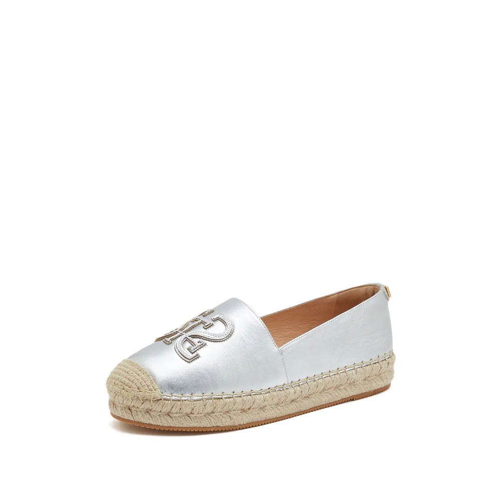 Espadrilles - EspaCharm Grace Silver Barley Slip-On Flats EDT12 - Image 2