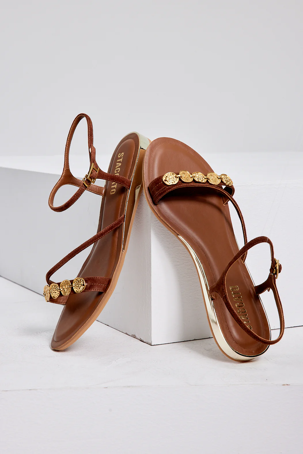 Flat Sandals - Chain Coin Buckle Roman Flat Sandals 9JI60 - Image 7