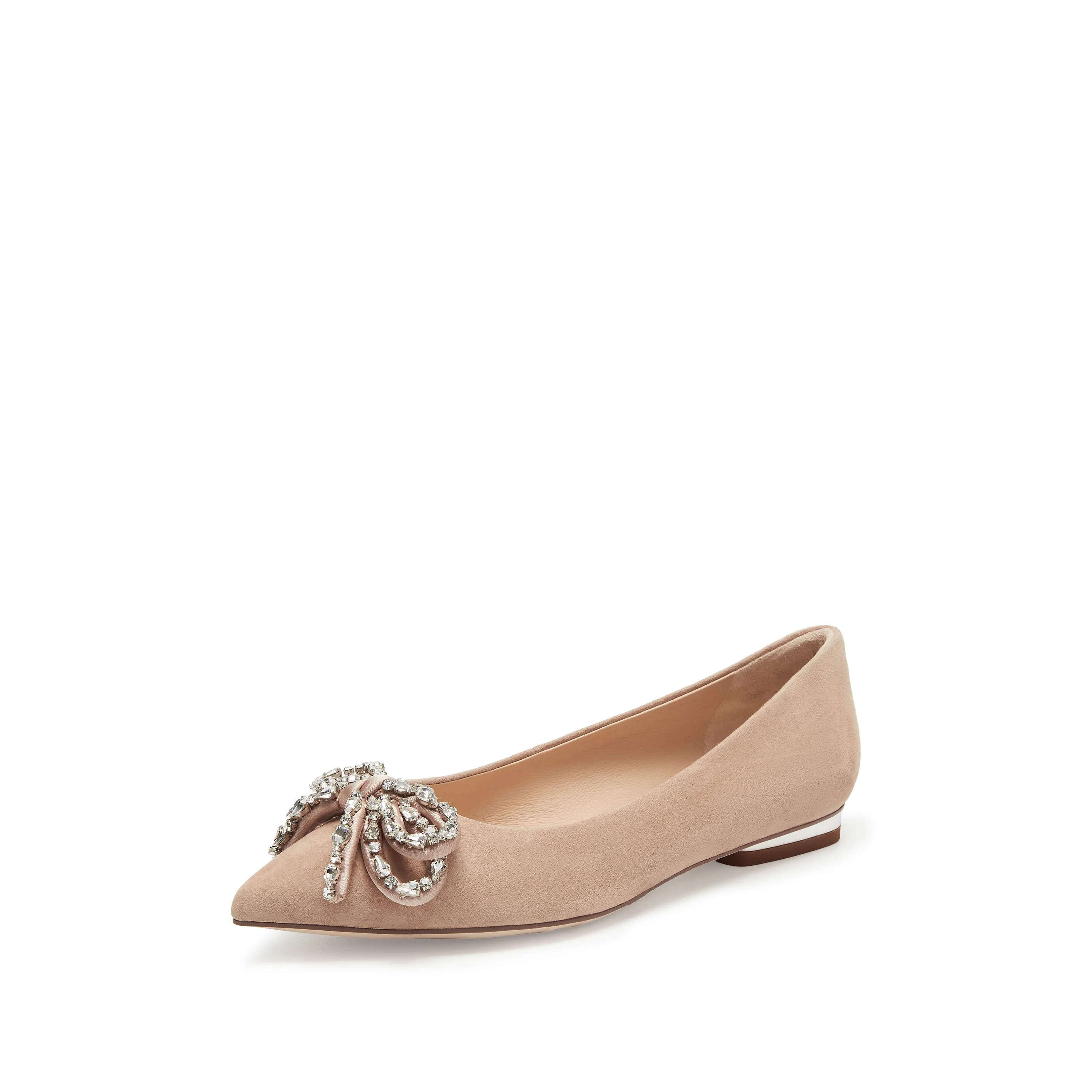 Flats - Suede Leather Crystal Bow Ballet Flats 9A962 - Image 5