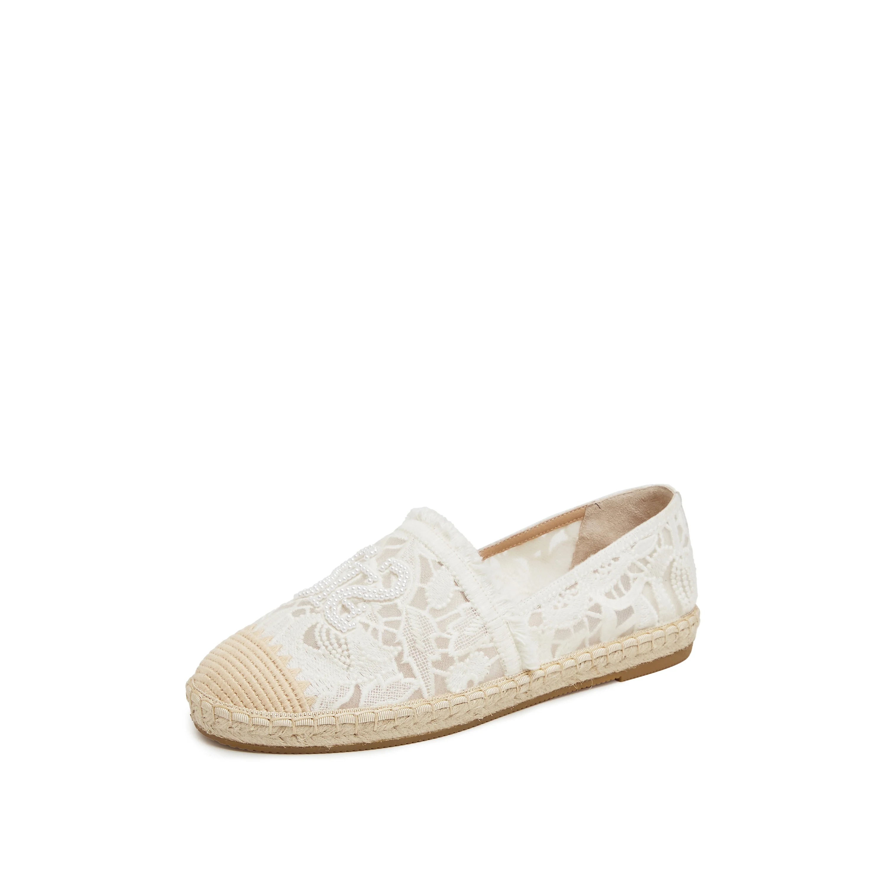 Loafers - Beige Canvas Slip-On Fisherman Flats 9UA89