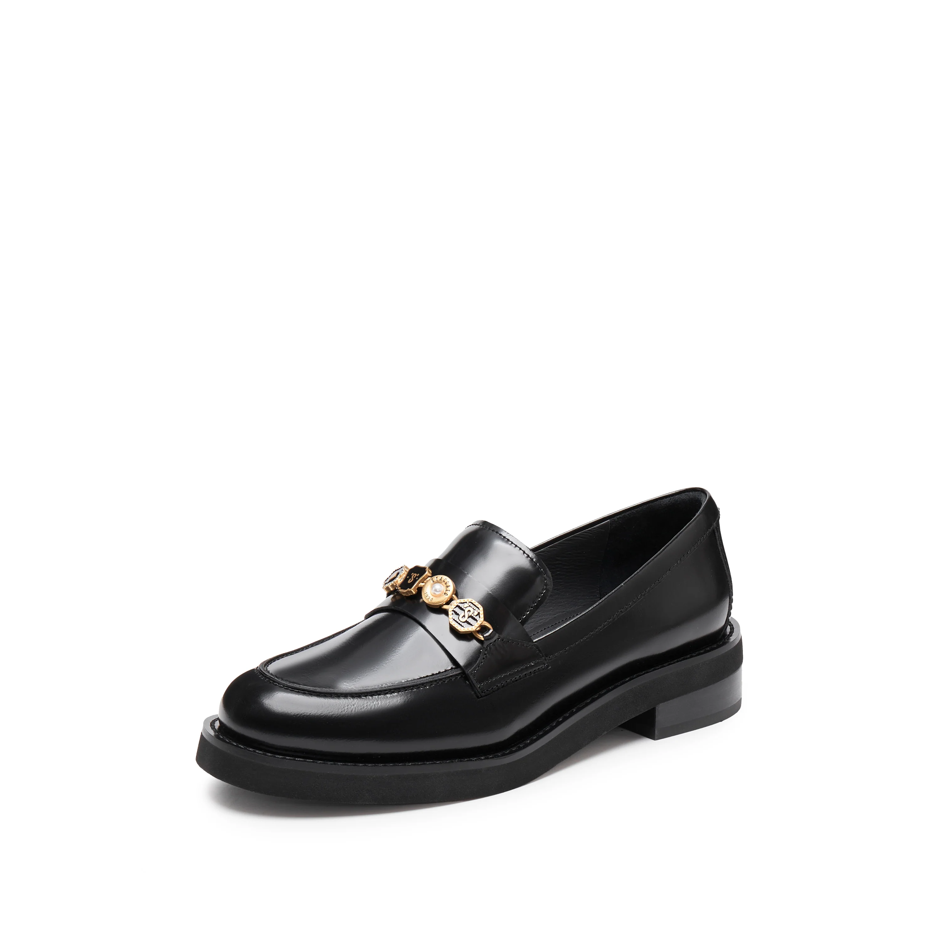 Loafers - Black Calf Leather Penny Detail Loafers 9UL01