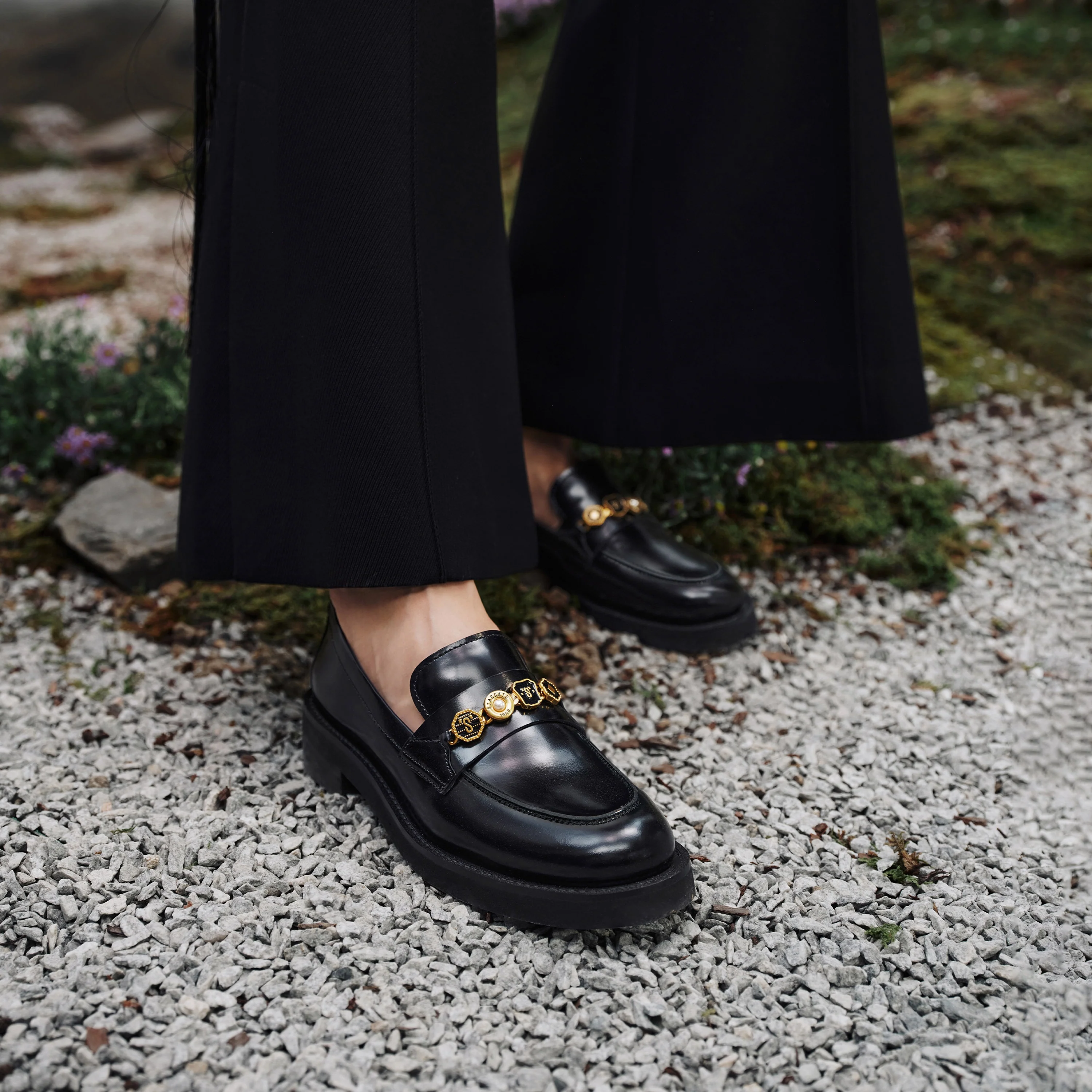 Loafers - Black Calf Leather Penny Detail Loafers 9UL01 - Image 2