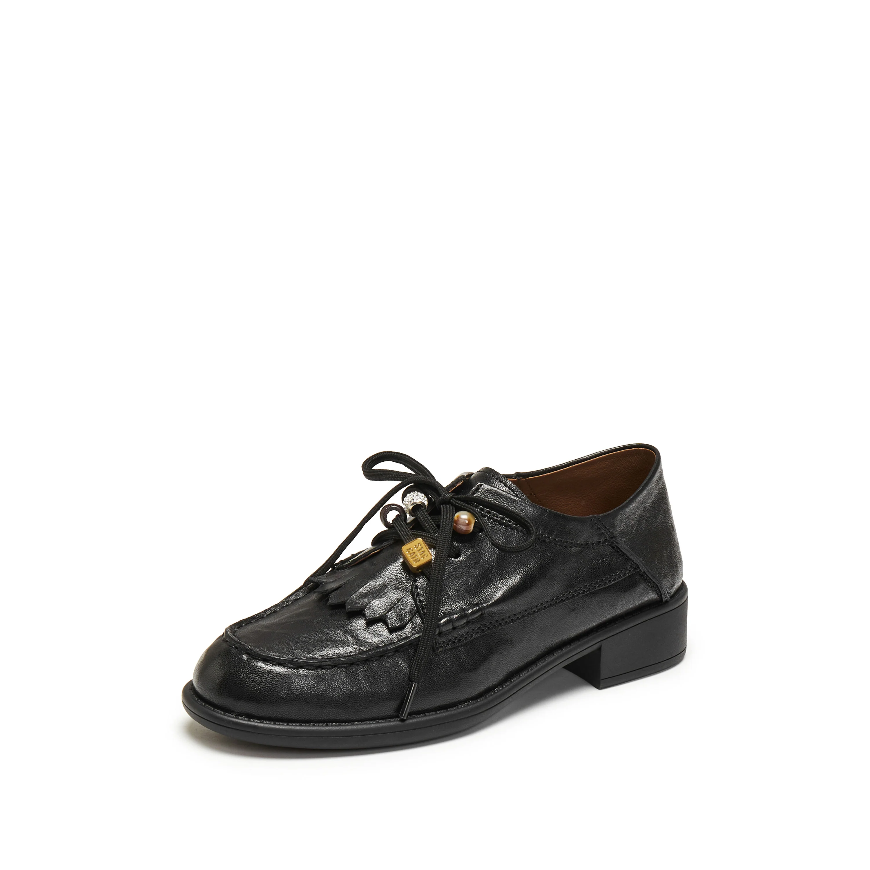 Loafers - Black Leather Slip-On Loafers 9UL25