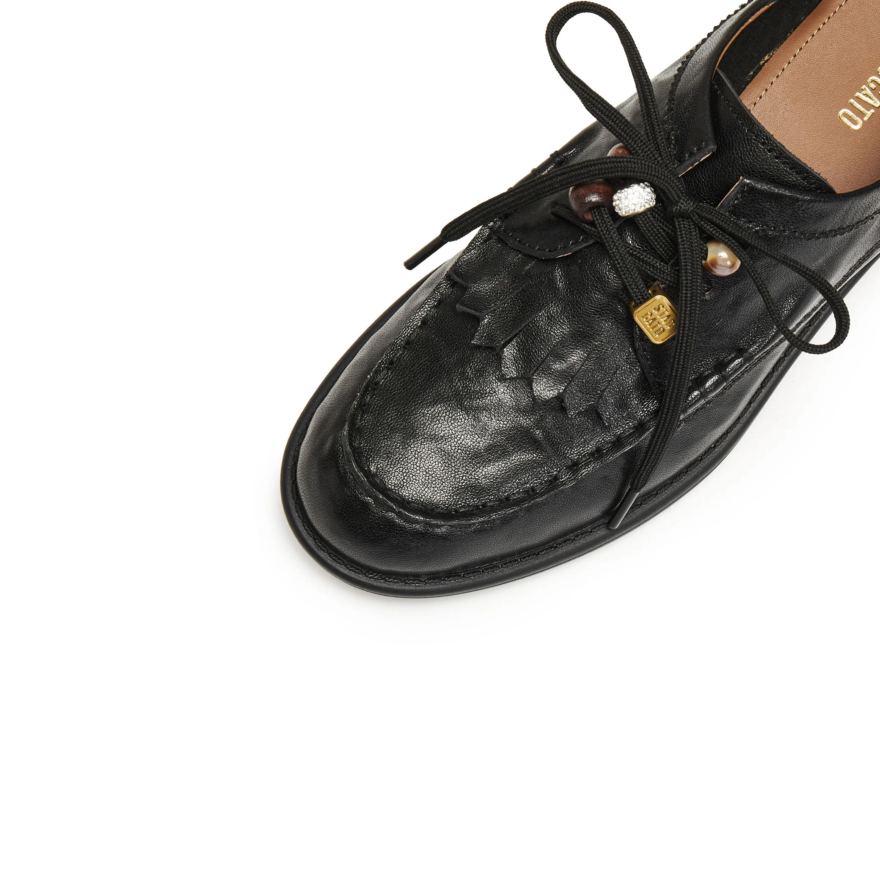 Loafers - Black Leather Slip-On Loafers 9UL25 - Image 6