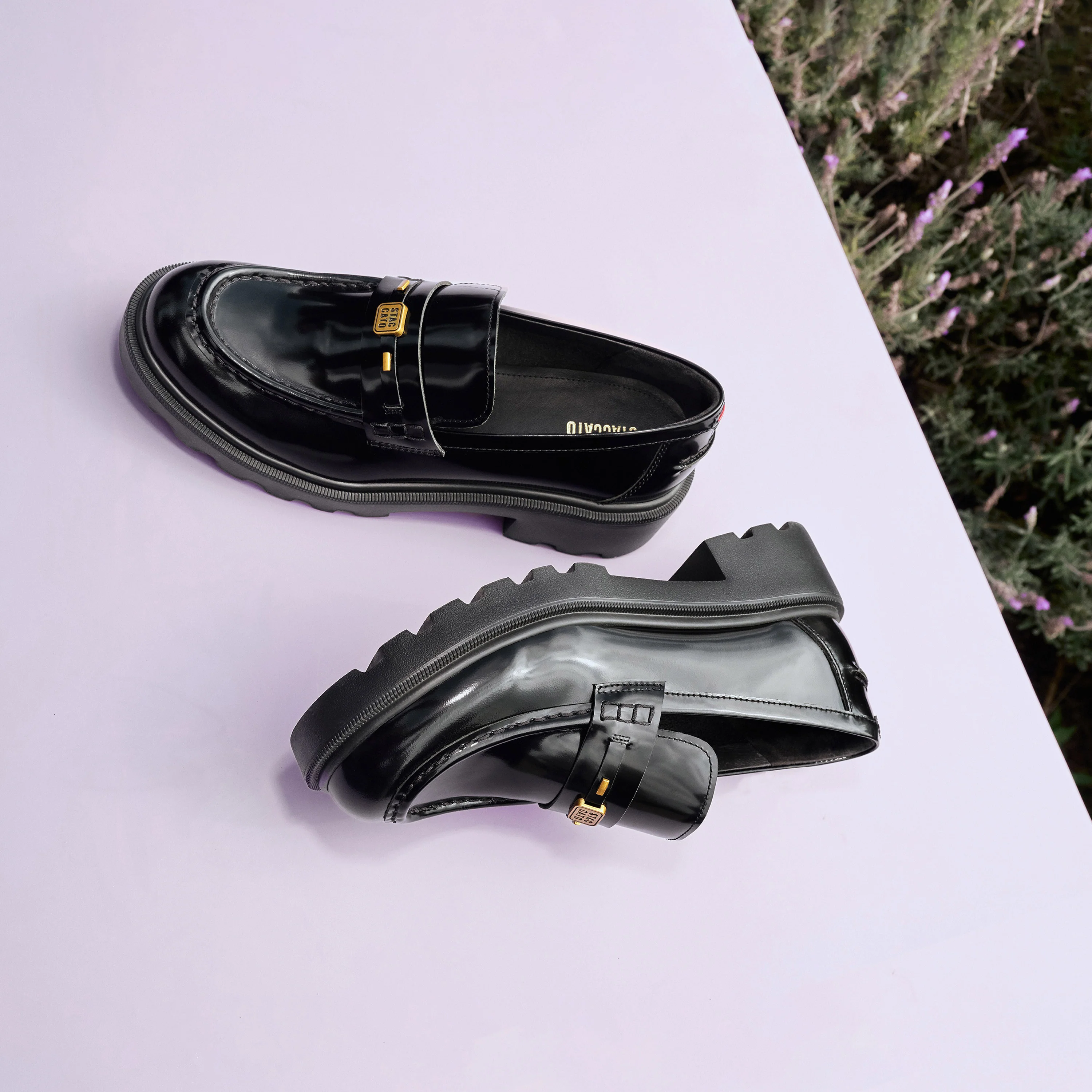 Loafers - Black Leather Slip-On Loafers EGB60 - Image 6