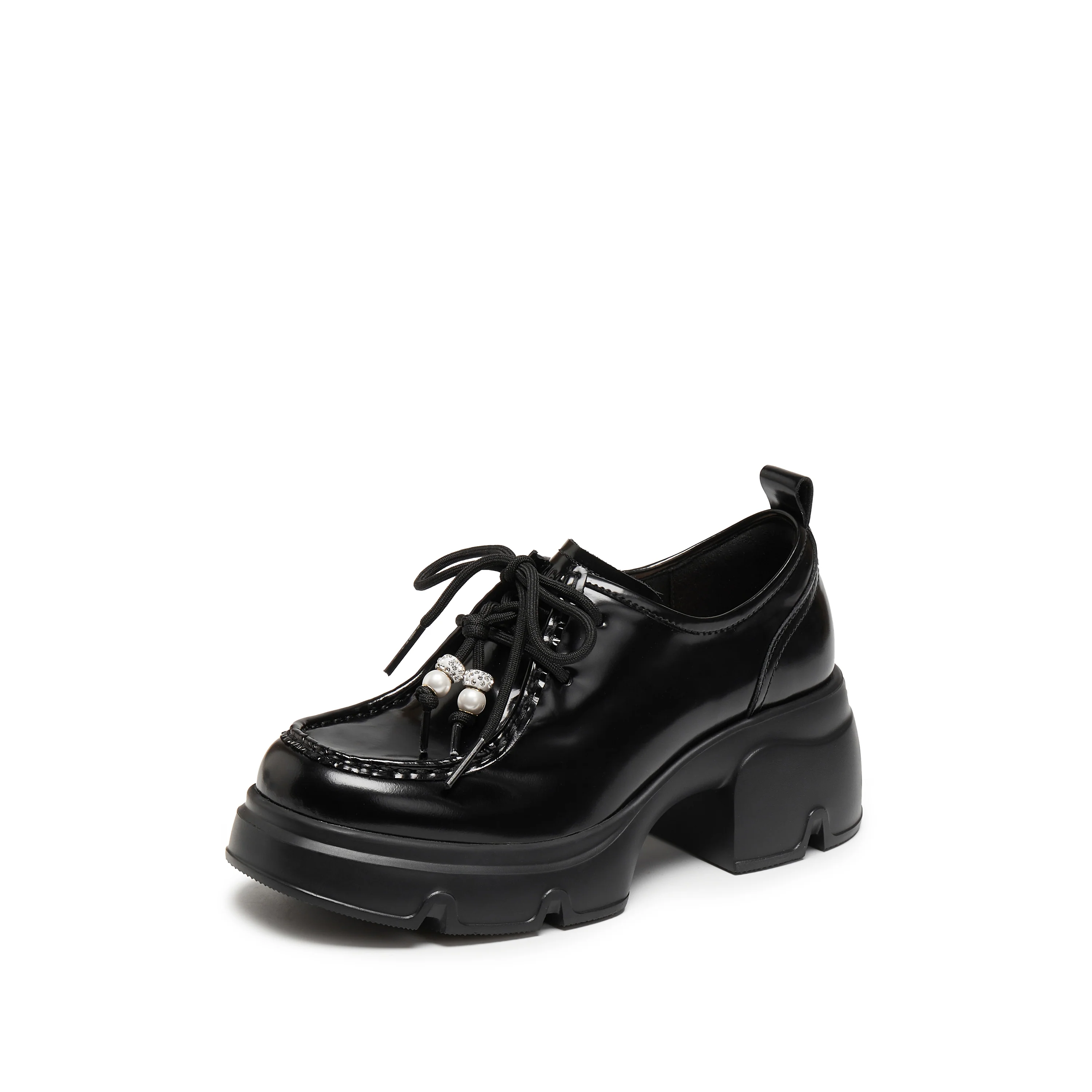 Loafers - Pearl Bow Chunky OxfordPlatform Loafers Y6361 - Image 6