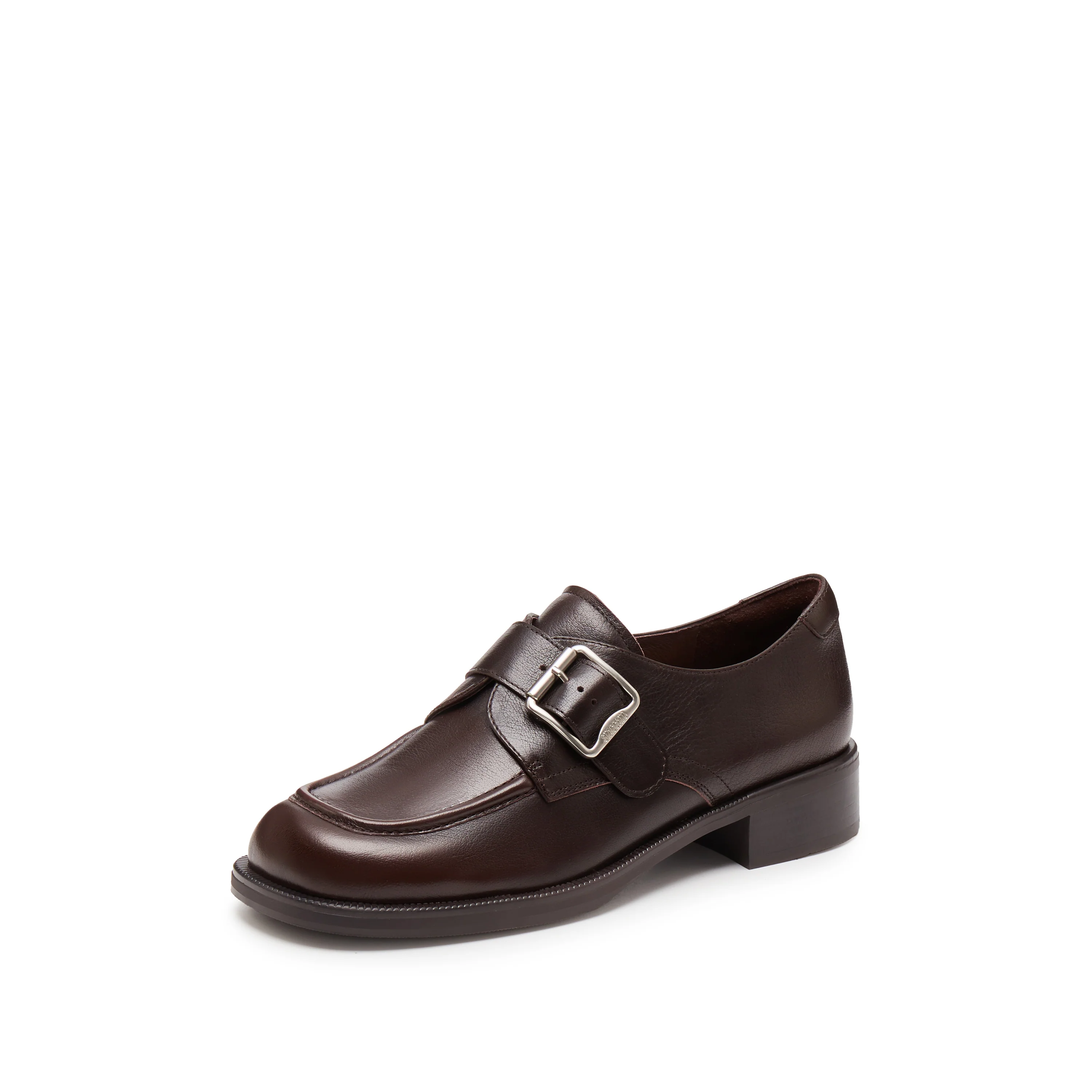 Loafers - Leather Retro Square Buckle Slip-On Loafers B8212
