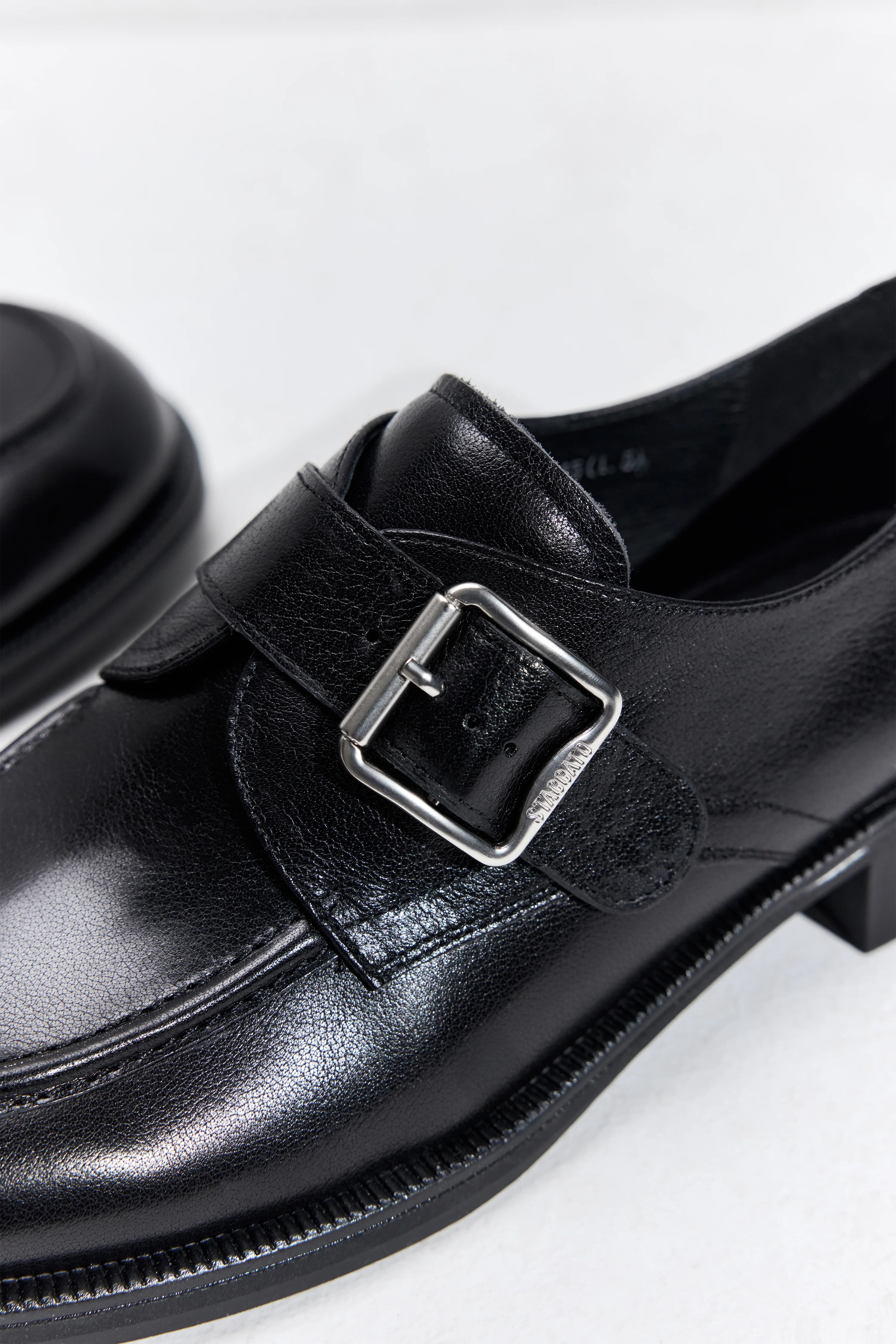 Loafers - Leather Retro Square Buckle Slip-On Loafers B8212 - Image 6