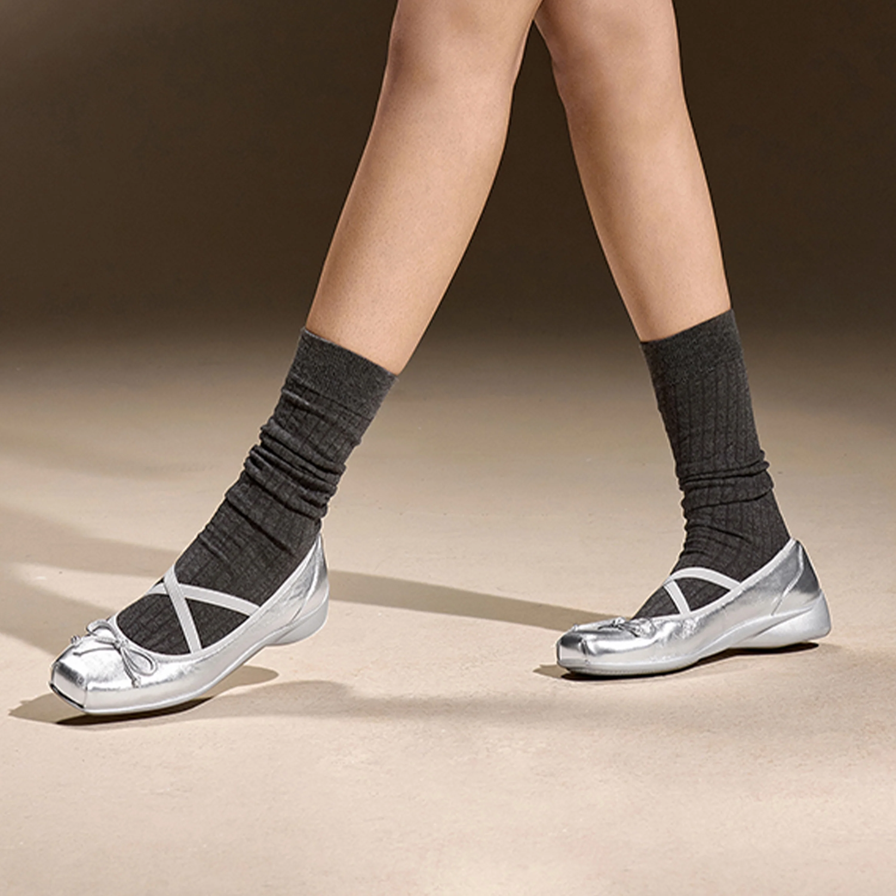 Gravity AIR - Ballet Square Toe Cross Strap Bow Flats S6822 - Image 2
