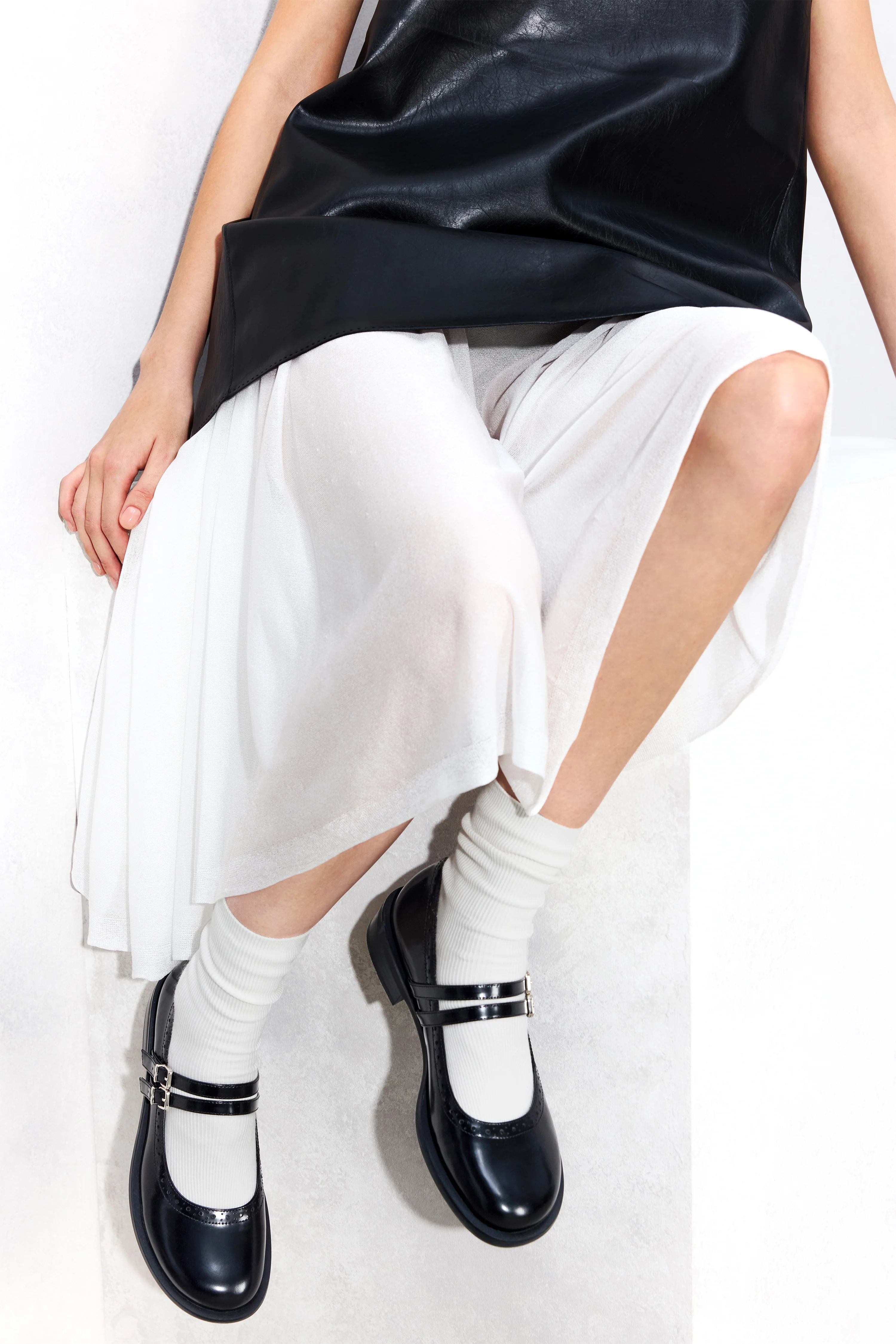 Mary Jane - Round Toe Double Strap Mary Jane Flats EA718 - Image 2