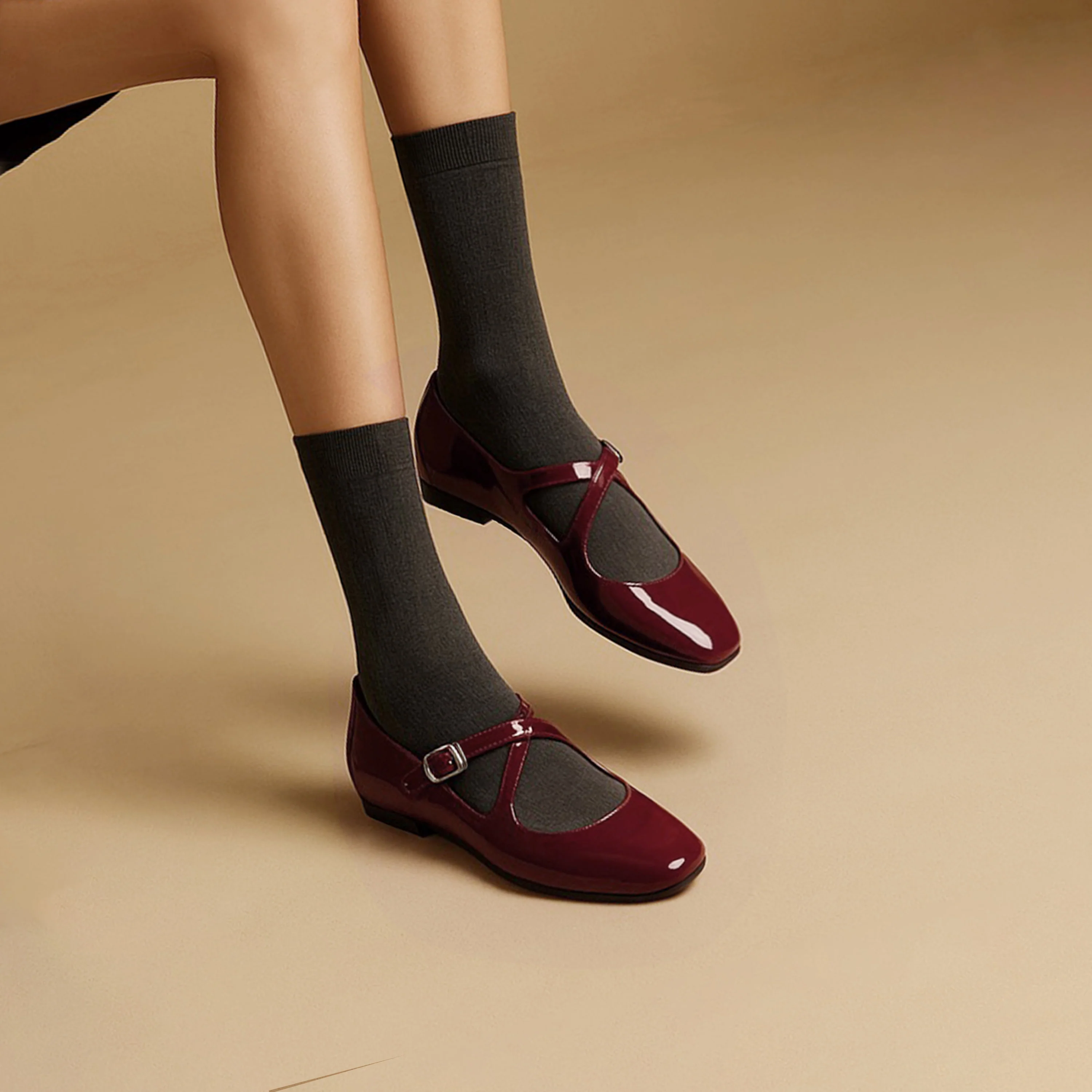 Mary Janes - "Alice" French Retro Leather Flats R0522 - Image 2