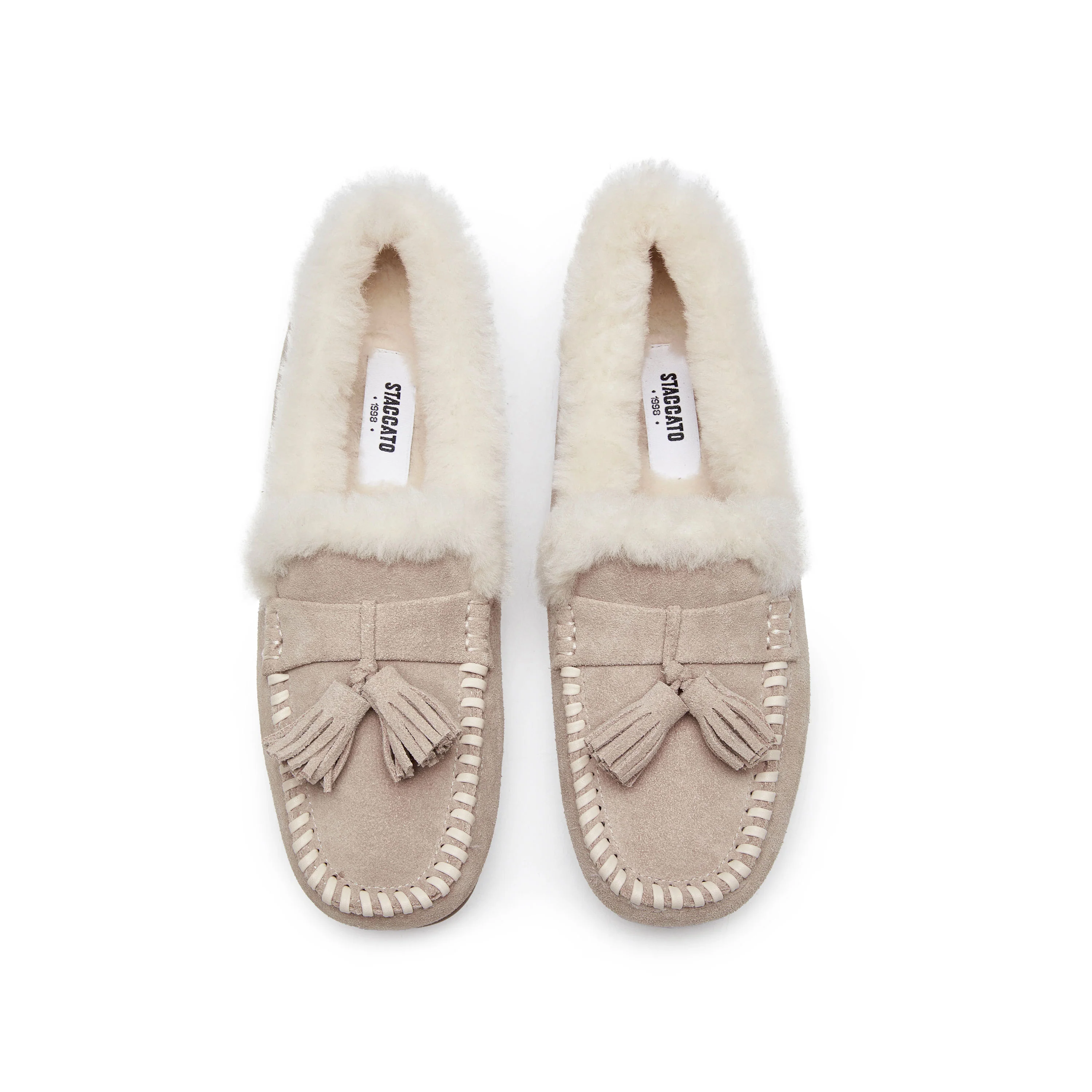 Moccasins - Suede Leather Fur Lined Slip-On Moccasins S9521 - Image 2