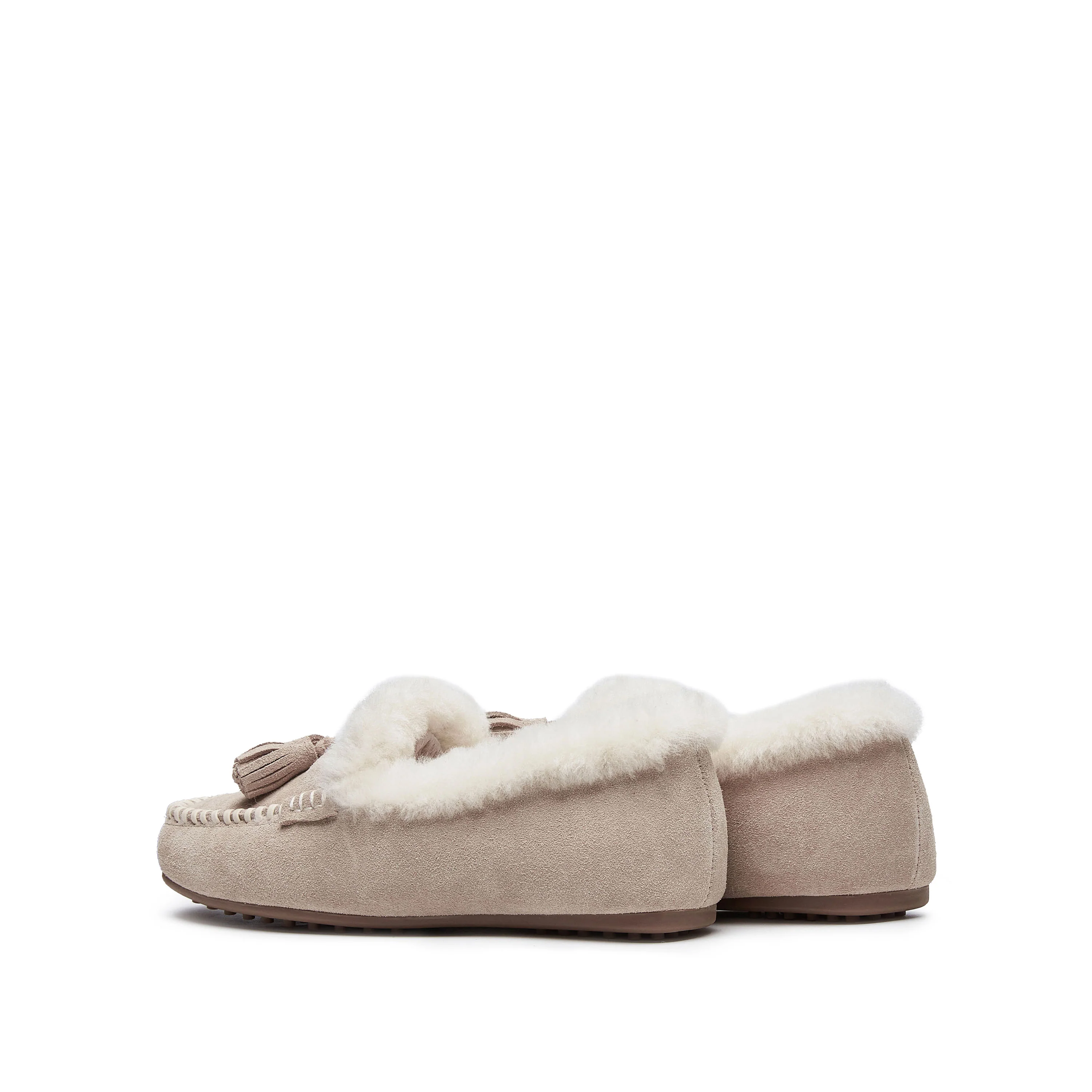 Moccasins - Suede Leather Fur Lined Slip-On Moccasins S9521 - Image 4
