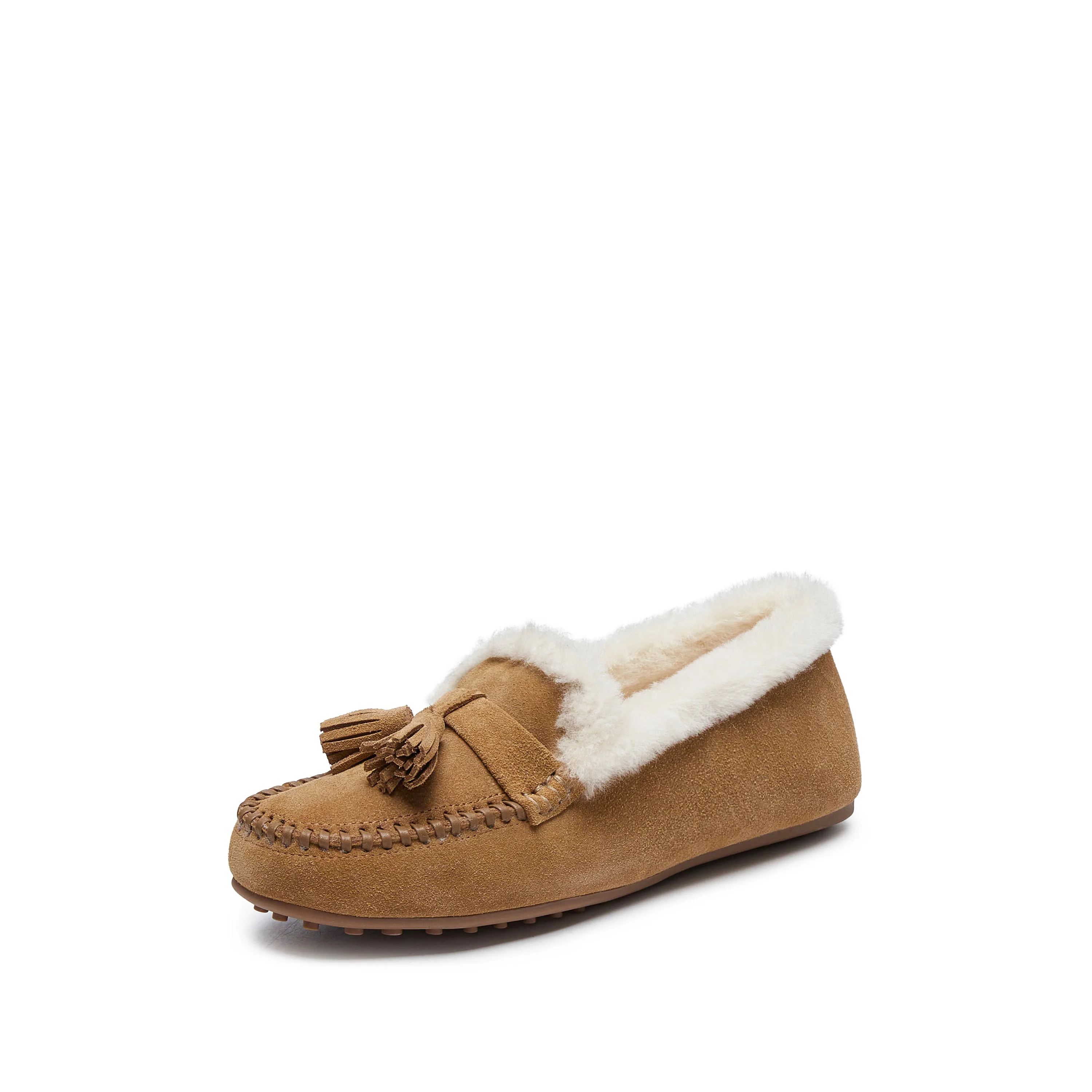 Moccasins - Suede Leather Fur Lined Slip-On Moccasins S9521 - Image 5