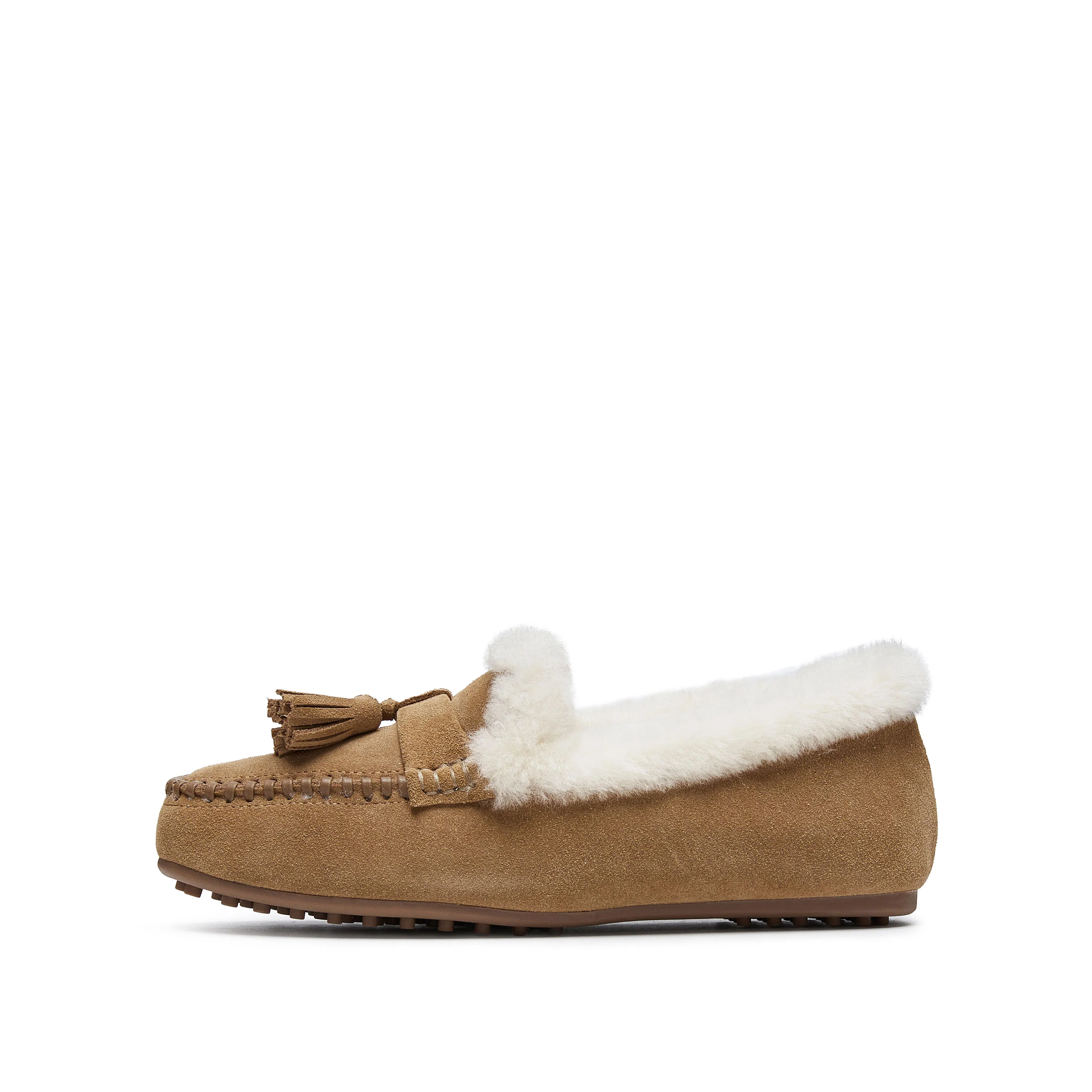 Moccasins - Suede Leather Fur Lined Slip-On Moccasins S9521 - Image 7