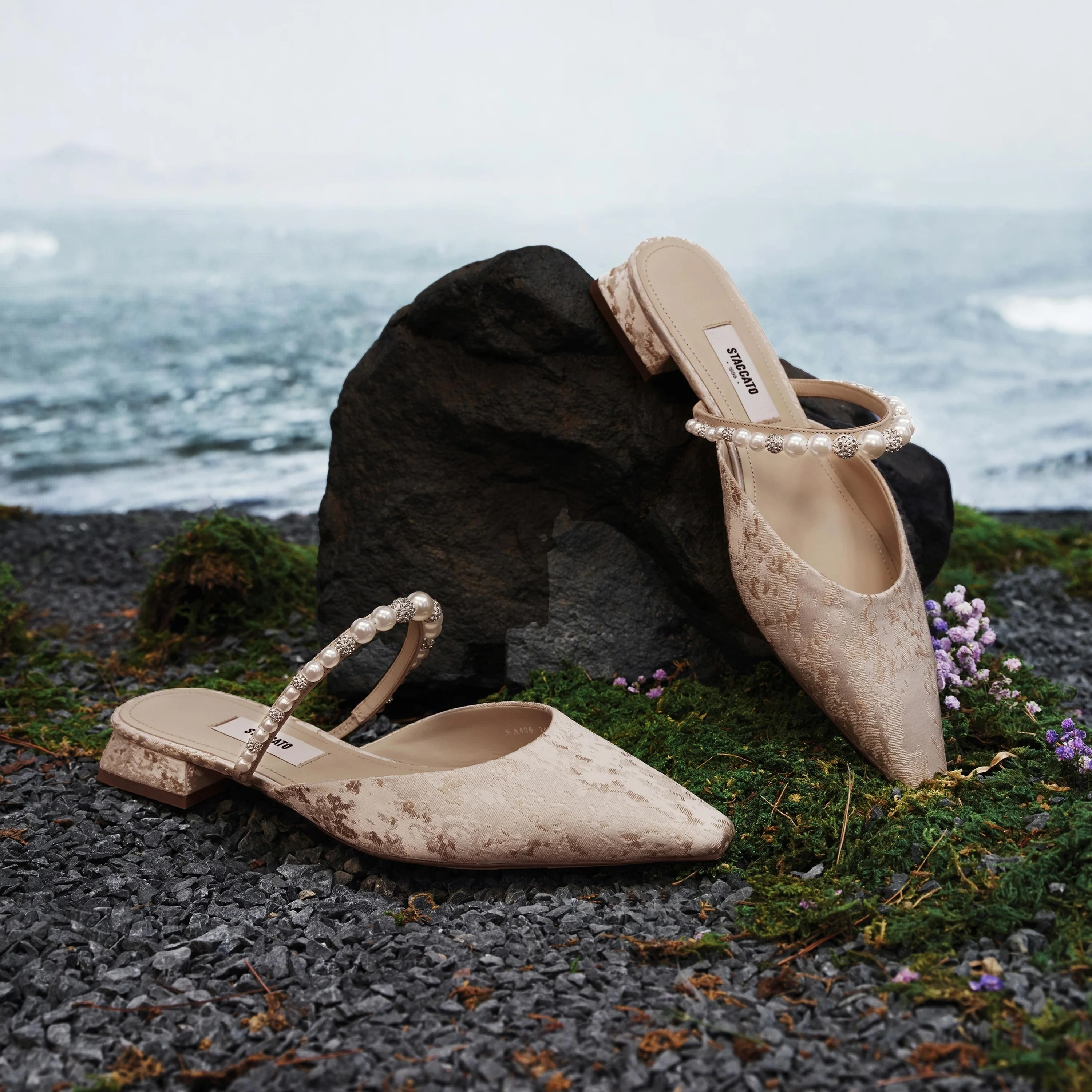 Mules - "Luminous Glow" Flat Leather Slides EA406 - Image 2