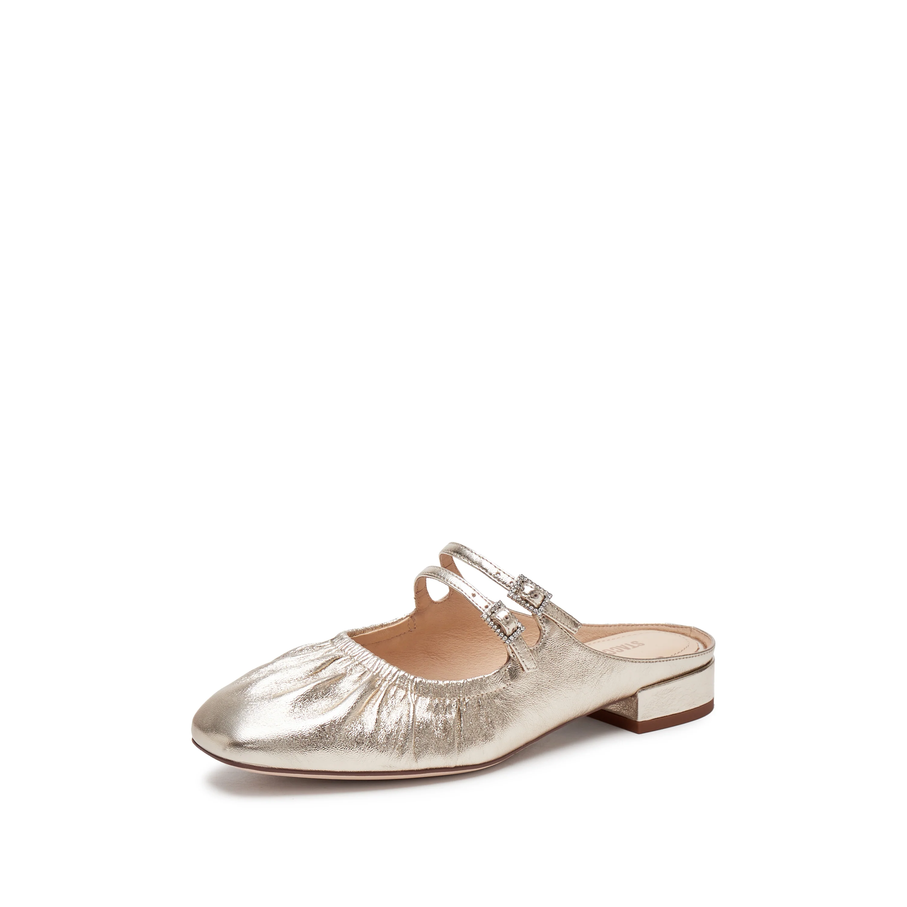 Mules - "Pleated Gold" Vintage Leather Slides EUE18