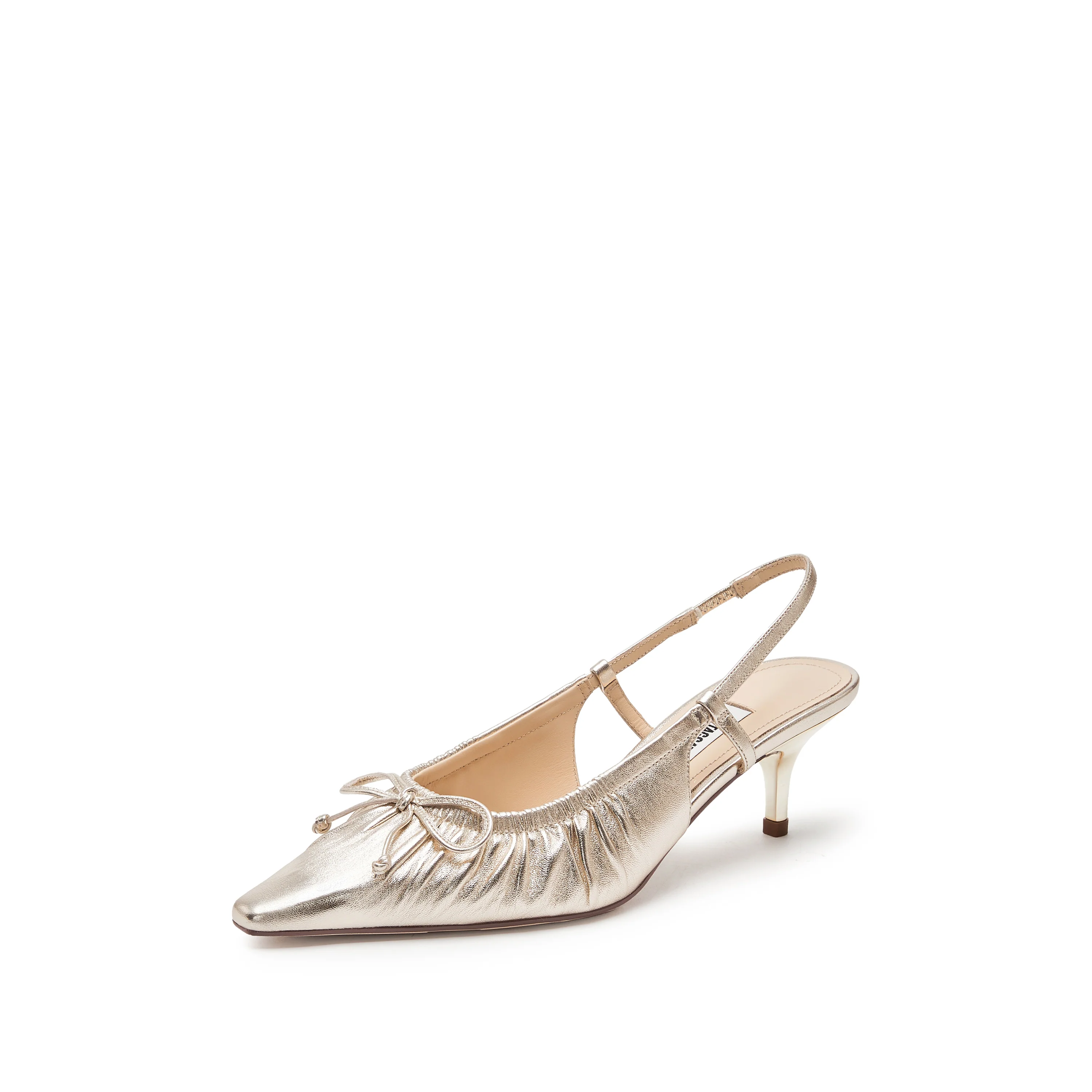 Sandals - "Golden Pleat" French Retro Pointed-Toe Heels EA215 - Image 7