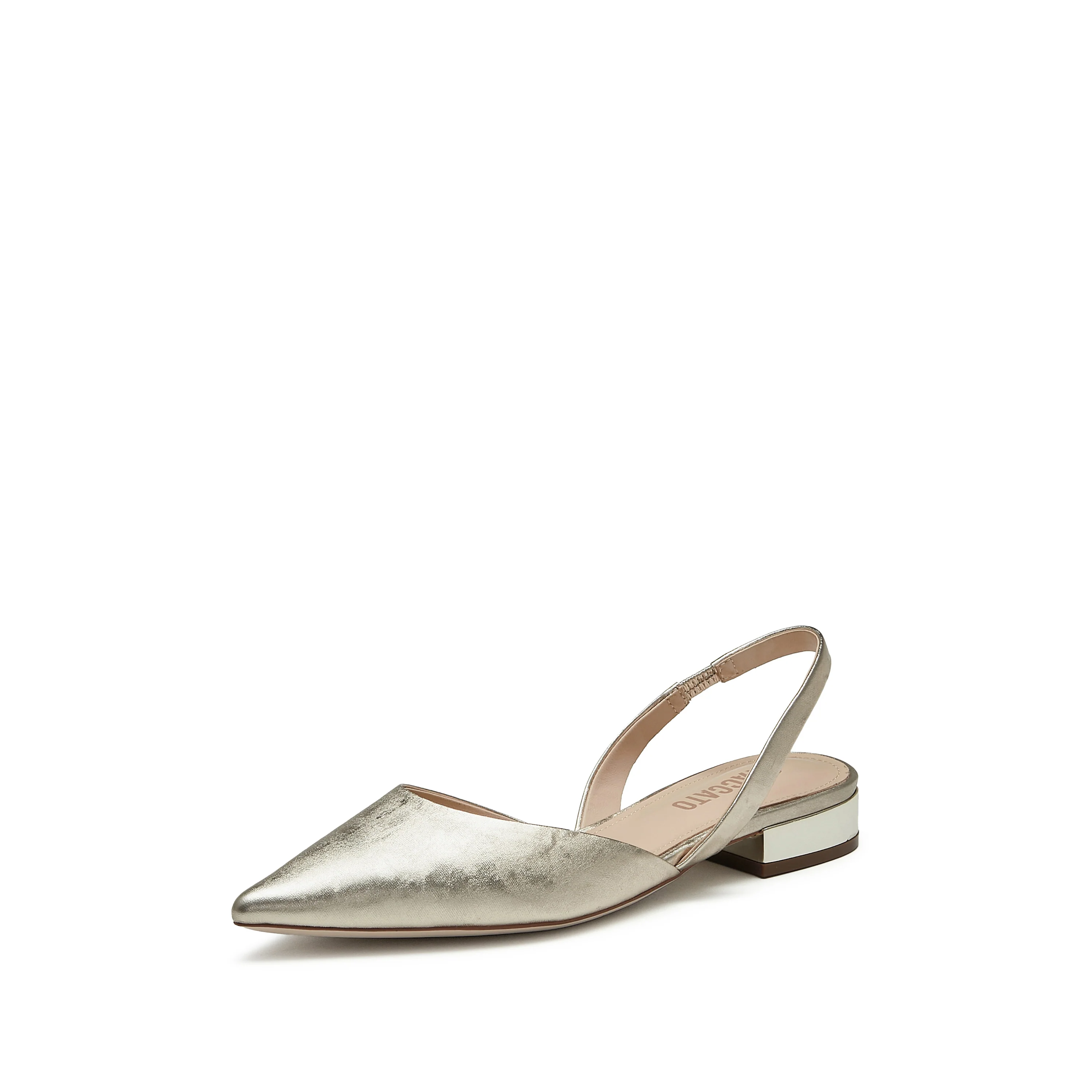 Sandals - Leather Pointed Toe Low Heel Slingback Sandals S5024