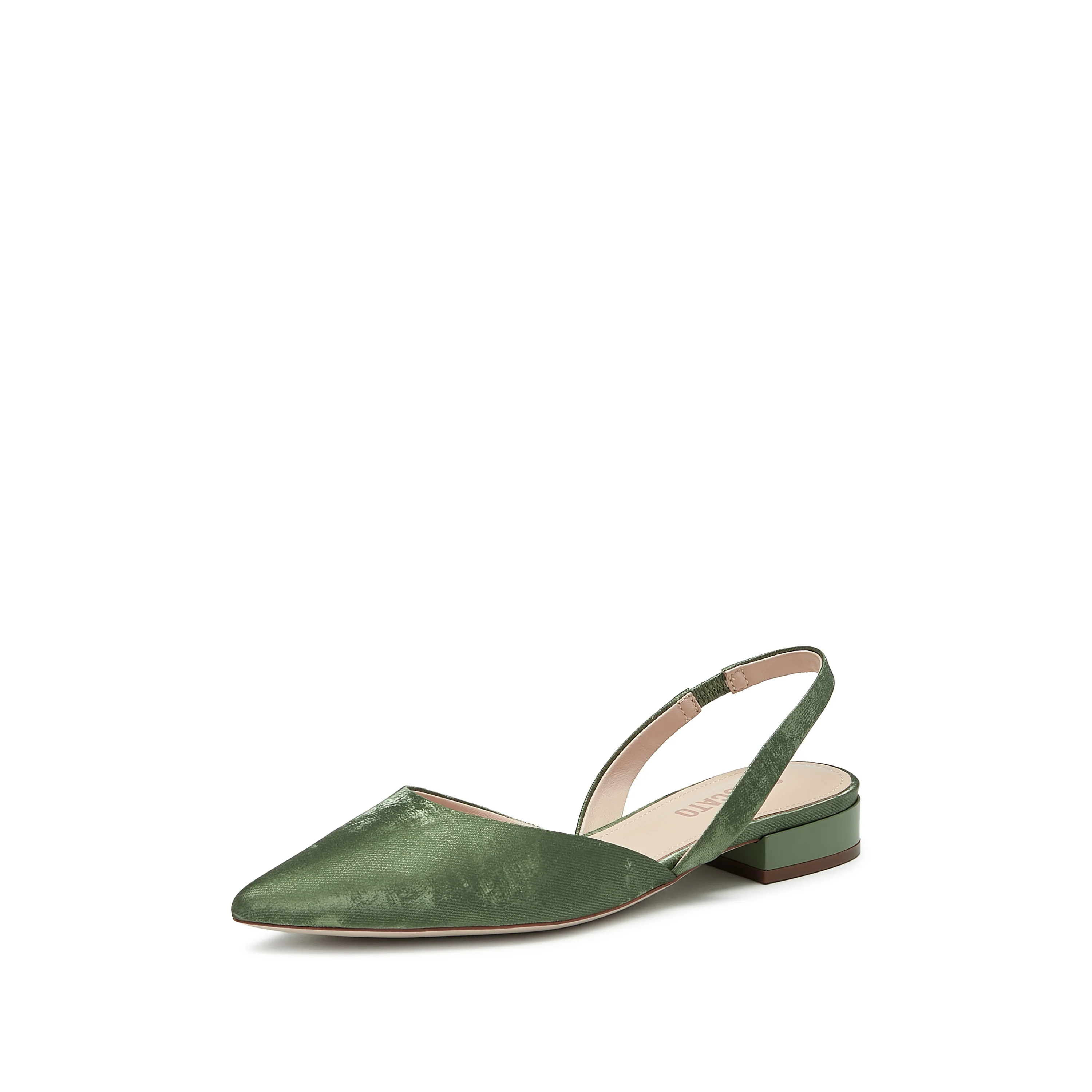 Sandals - Leather Pointed Toe Low Heel Slingback Sandals S5024 - Image 5
