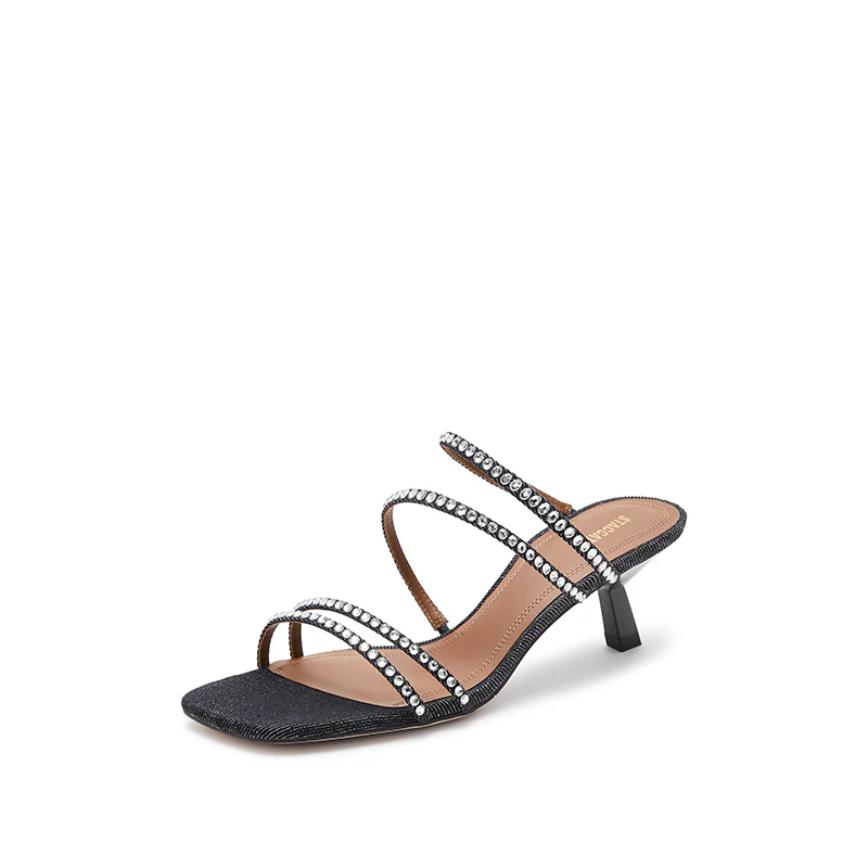 Sandals - Rhinestone Stiletto Slip-On Sandals EI123 - Image 6