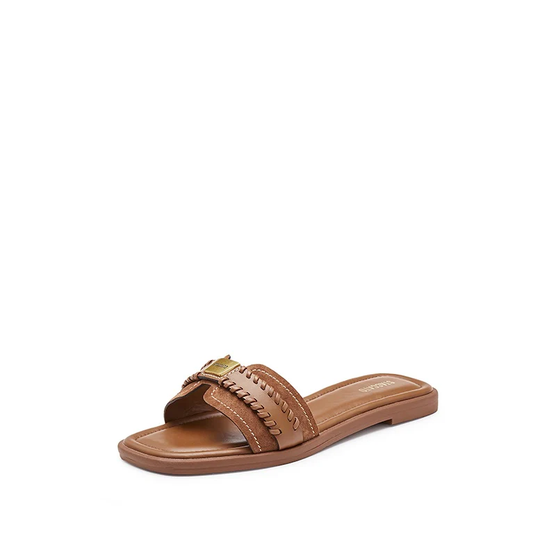 Sandals - Tropic Lush Square Open Toe Braided Slide Sandals EEQ06