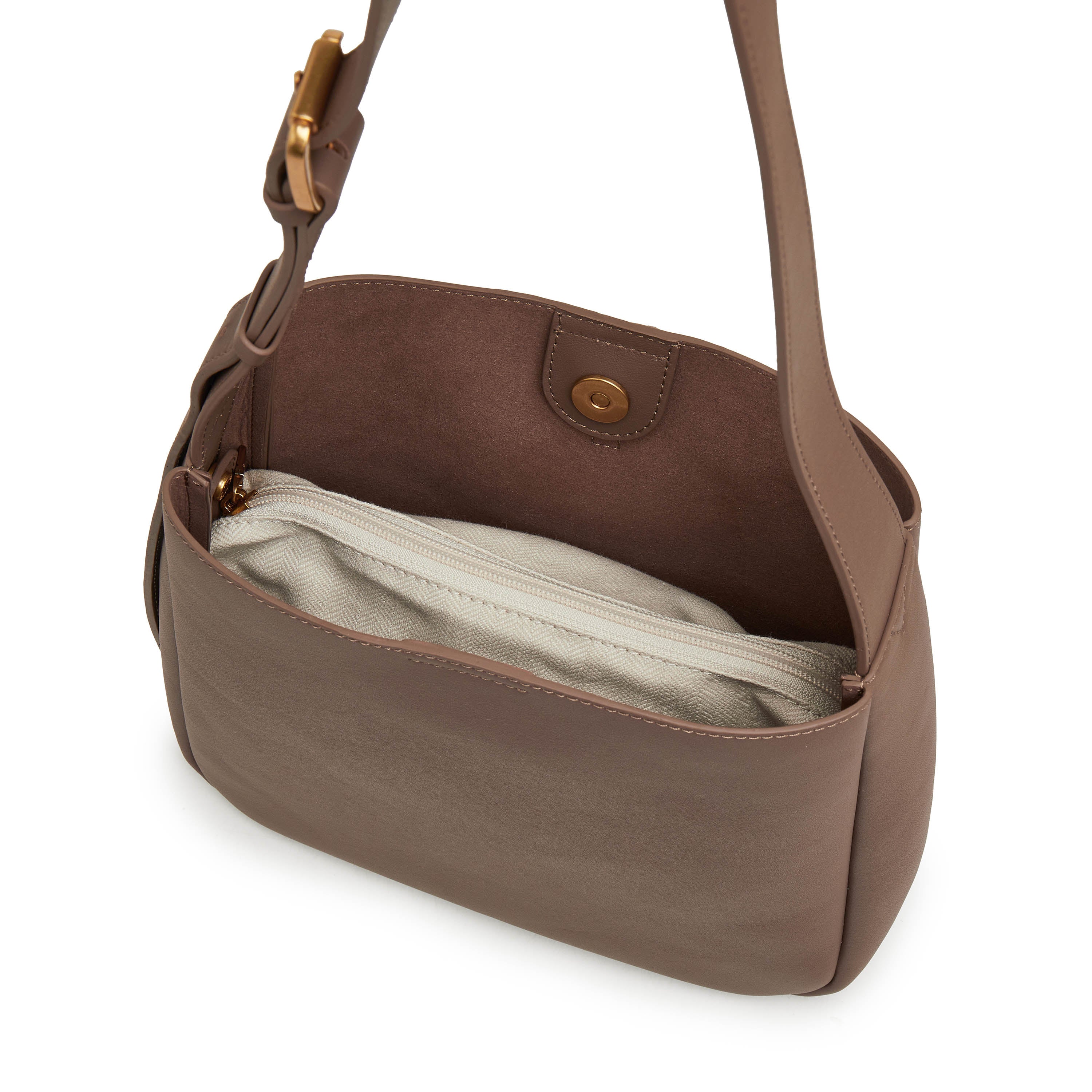 Shoulder Bag - Minimalist Cream Hobo Shoulder Bag X8210 - Image 10