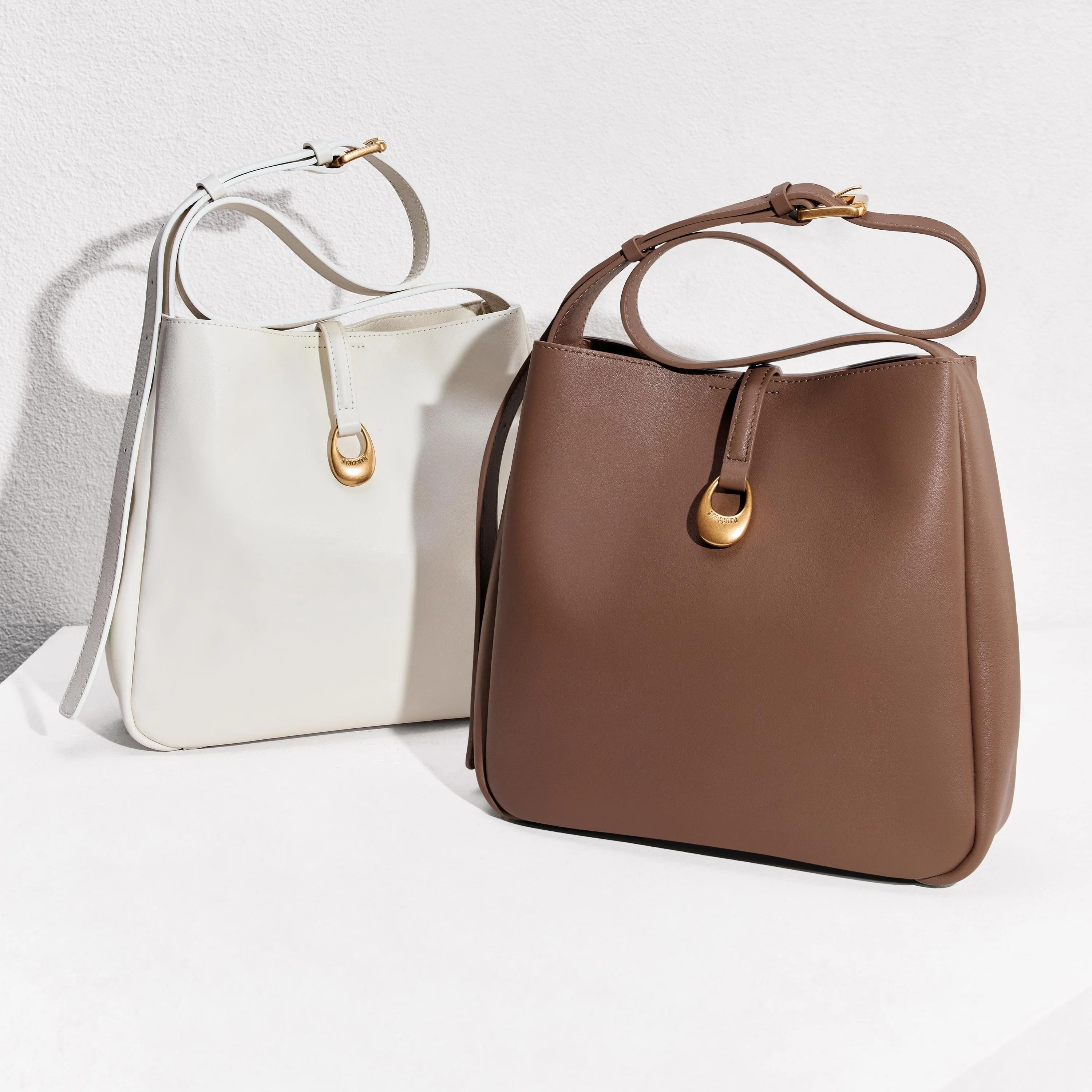 Shoulder Bag - Minimalist Cream Hobo Shoulder Bag X8210 - Image 6