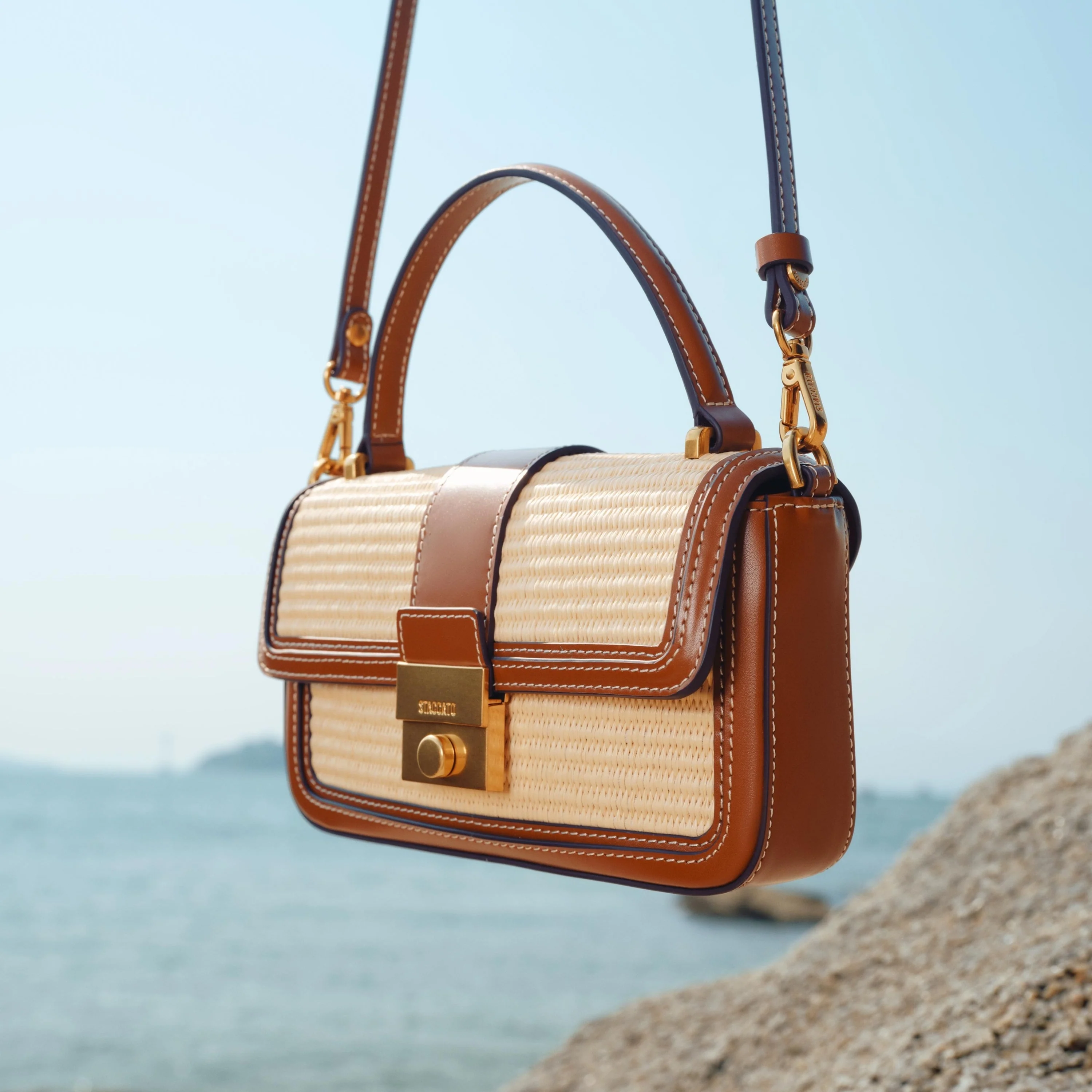 Shoulder Bag - Natural Woven Straw Square Retro Crossbody X8216 - Image 2