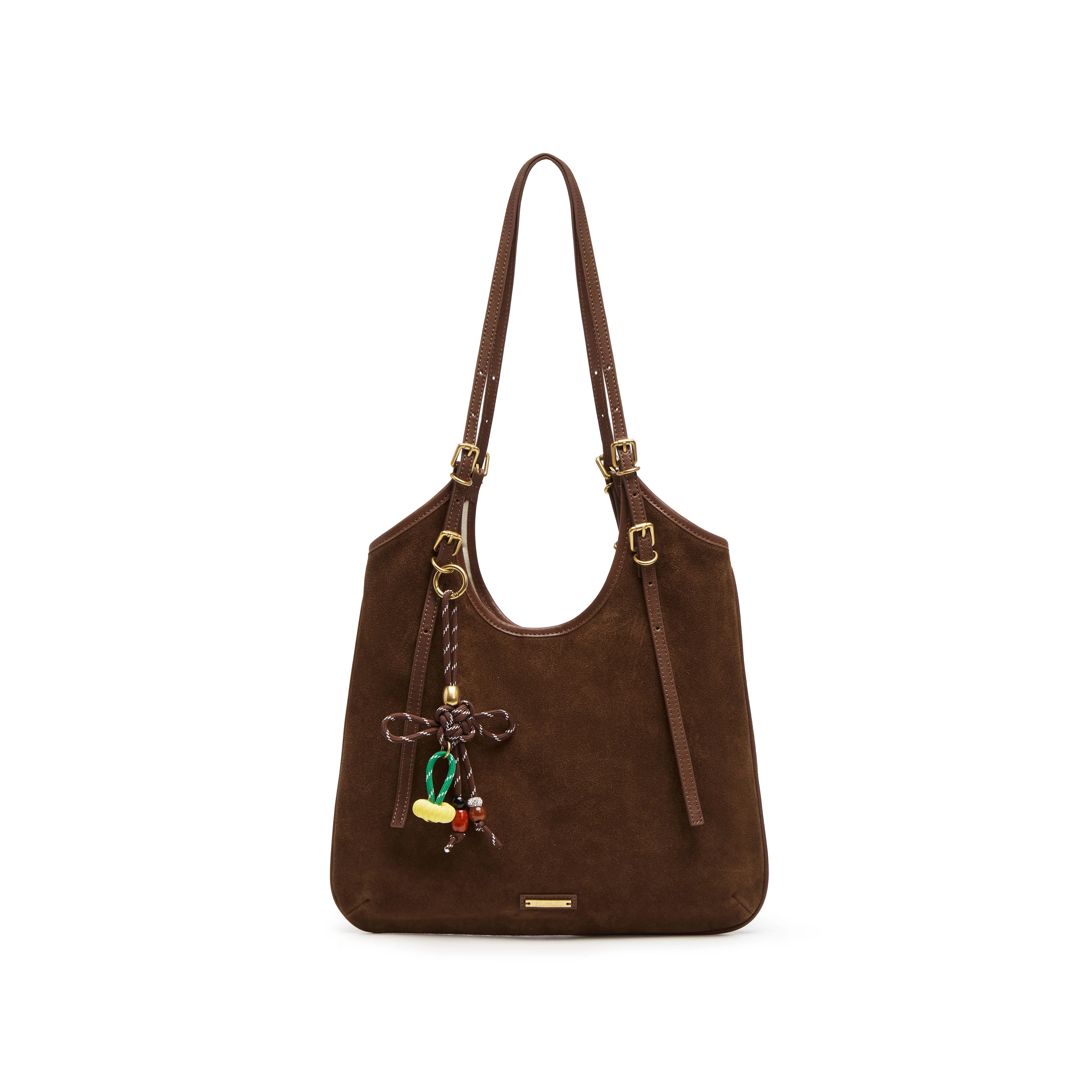Shoulder Bag -Vintage Brown Suede Hobo Bag X8271