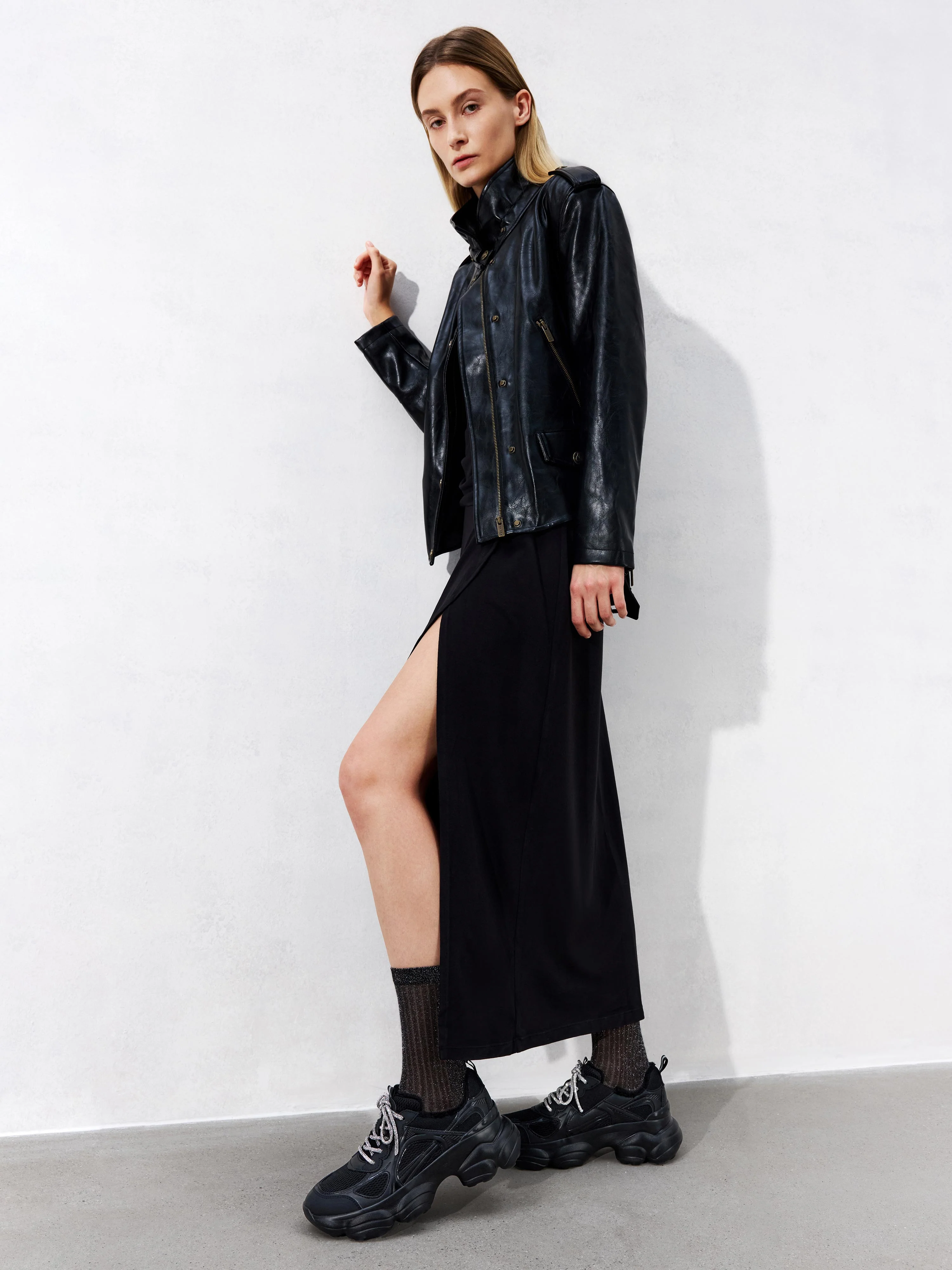 Sneakers - Black Glitter Lace Up Chunky Sole Sneakers ECE85 - Image 5