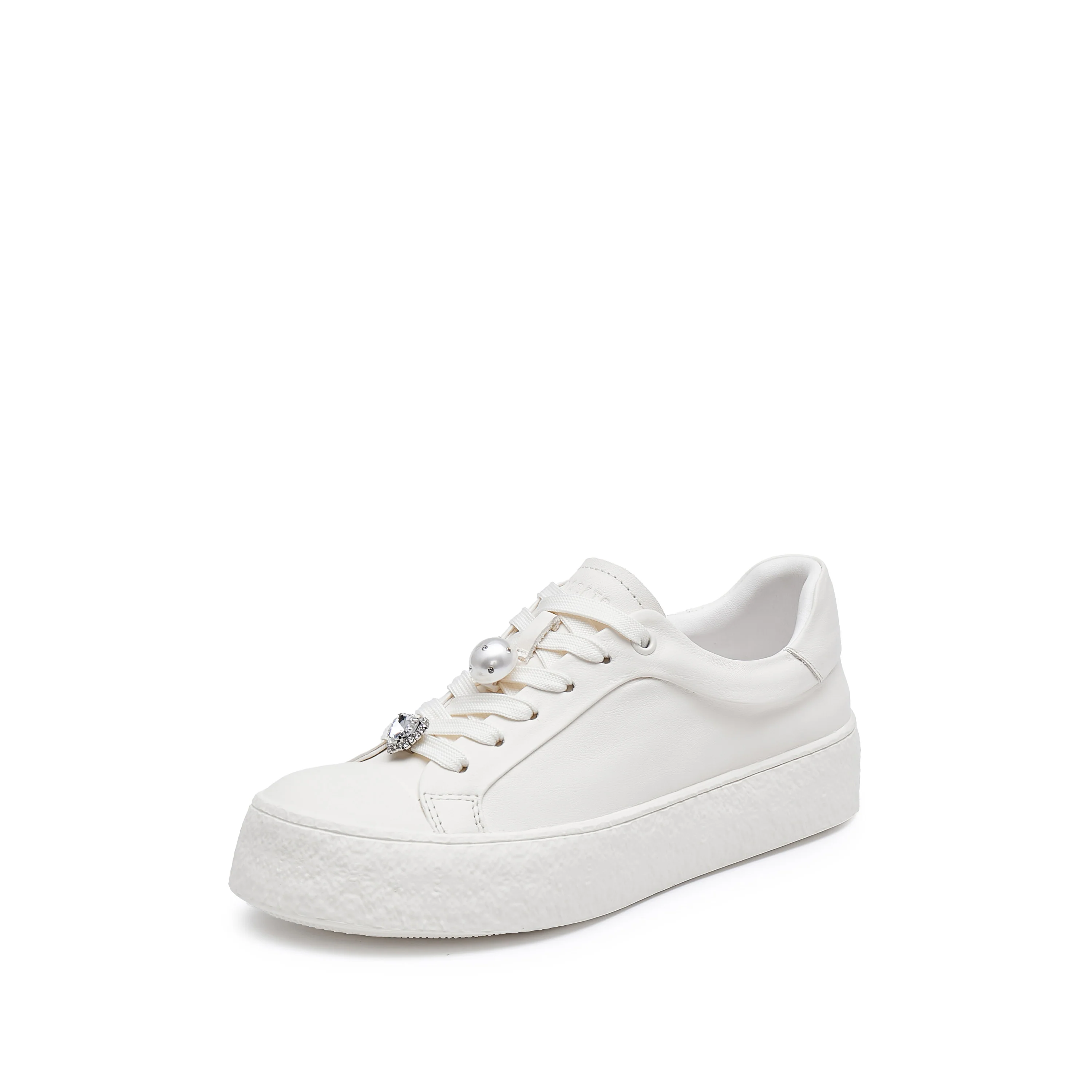 Sneakers - Crystal Pearl Lace-Up Platform Sneakers F1382 - Image 5