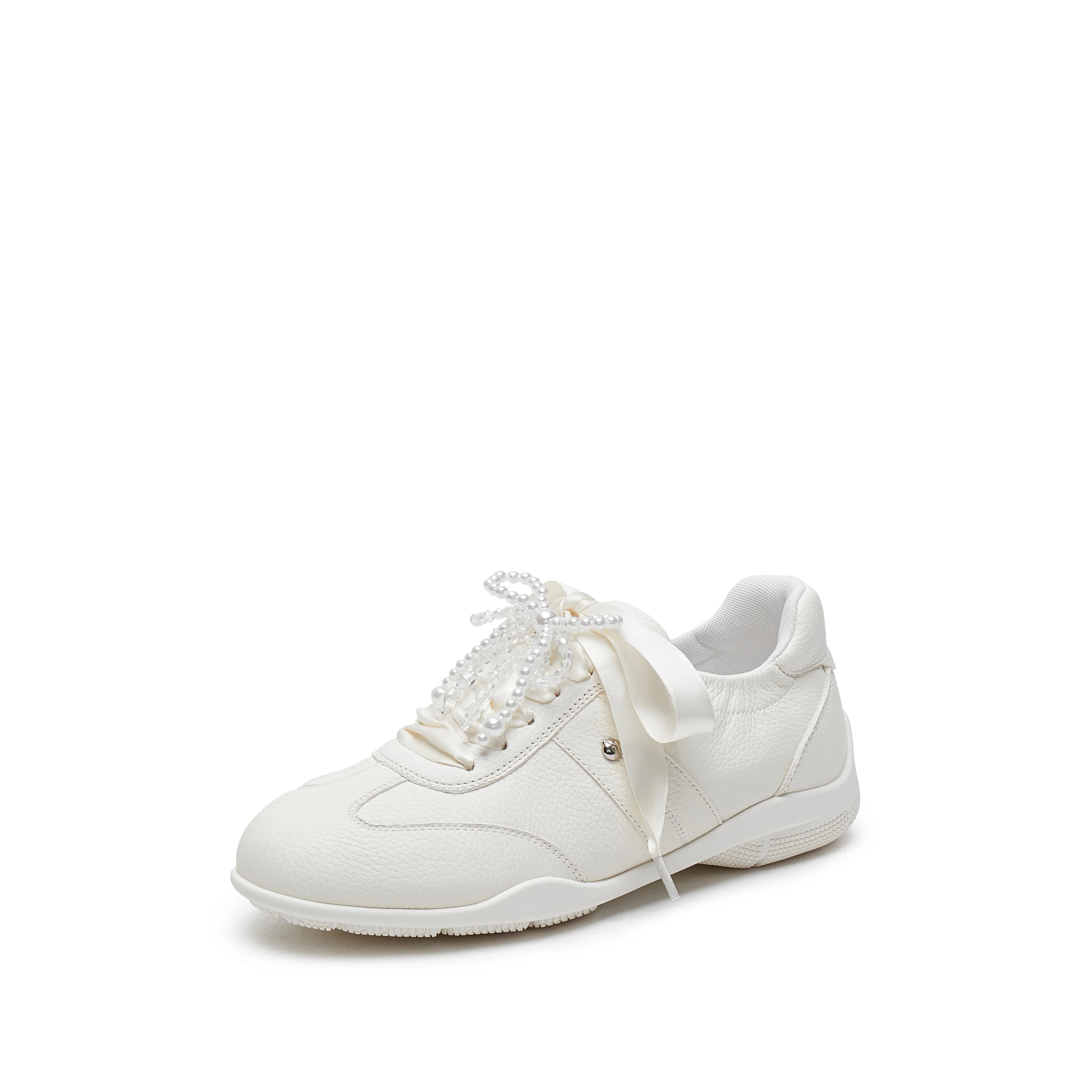 Sneakers - White Leather Retro Running Shoes J2413 - Image 6