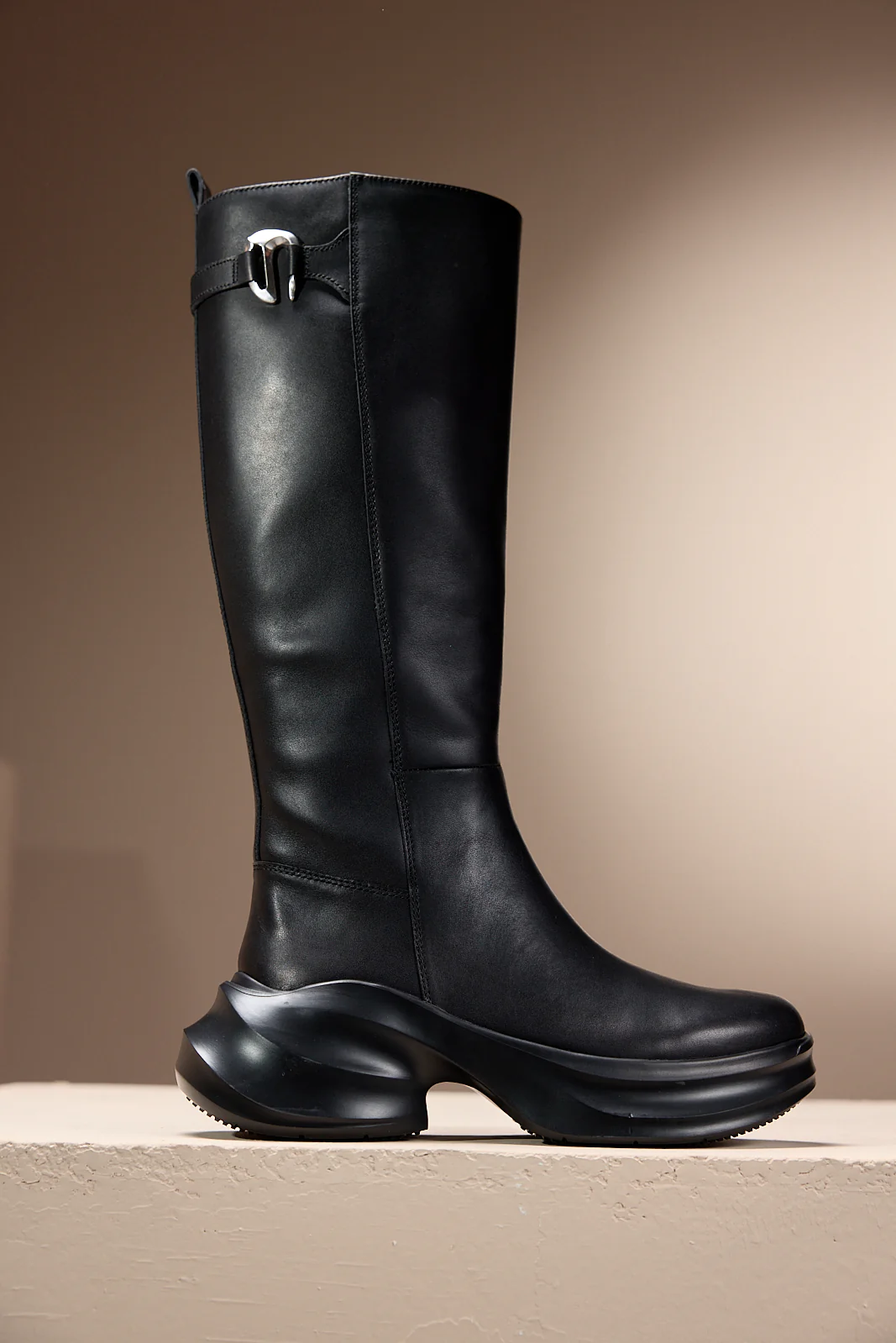 Staccato x Heliot Emil - Black Platform Leather Knee High Boots EAI01 - Image 4